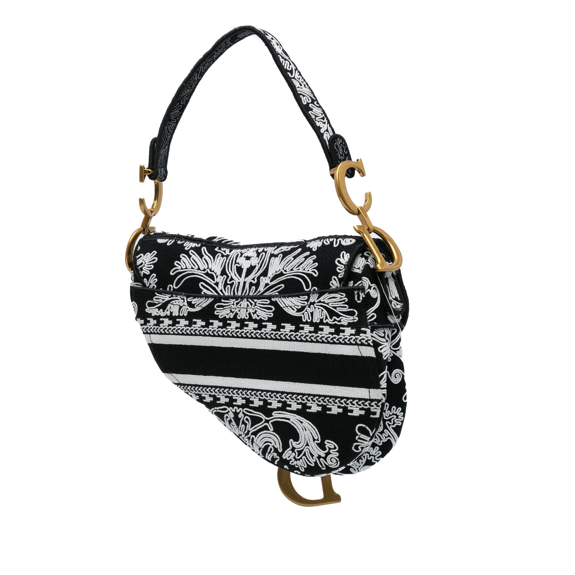 Dior Dior Embroidered Canvas Ornamental Cornely Saddle Bag Black Size ONE SIZE - 2 Thumbnail