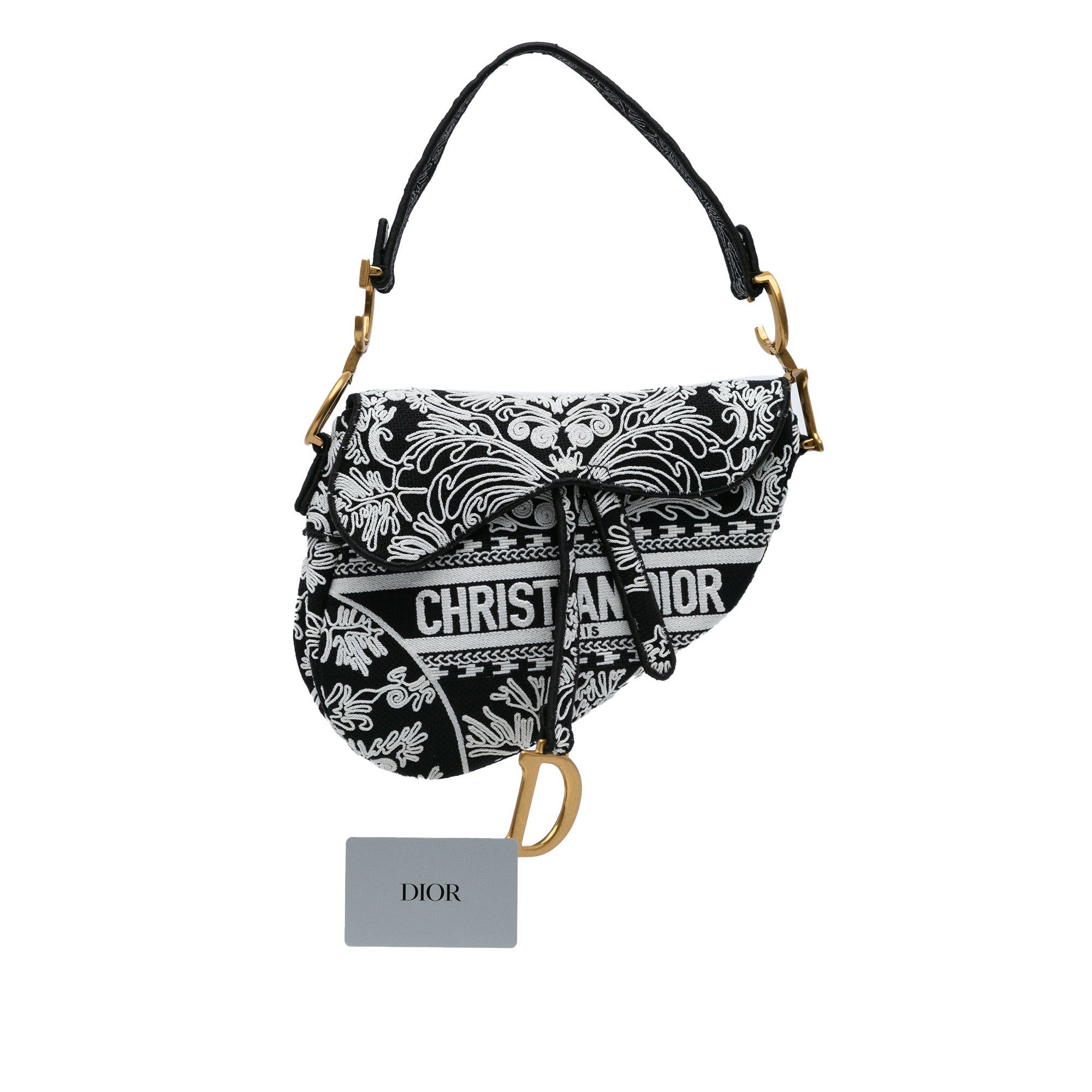 Dior Dior Embroidered Canvas Ornamental Cornely Saddle Bag Black Size ONE SIZE - 9 Thumbnail