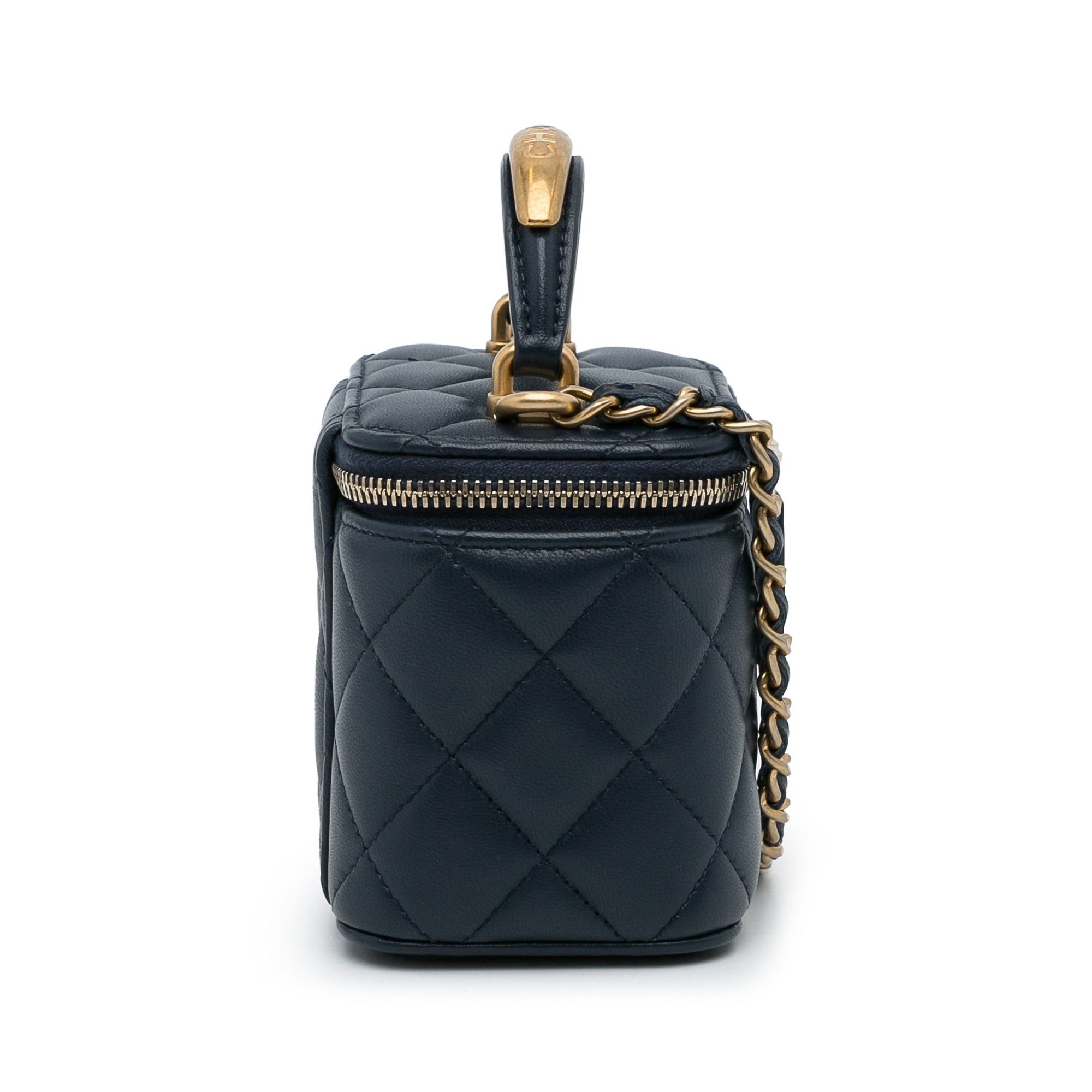 Chanel Chanel Small Lambskin Top Handle Vanity Bag Blue Size ONE SIZE - 4 Thumbnail