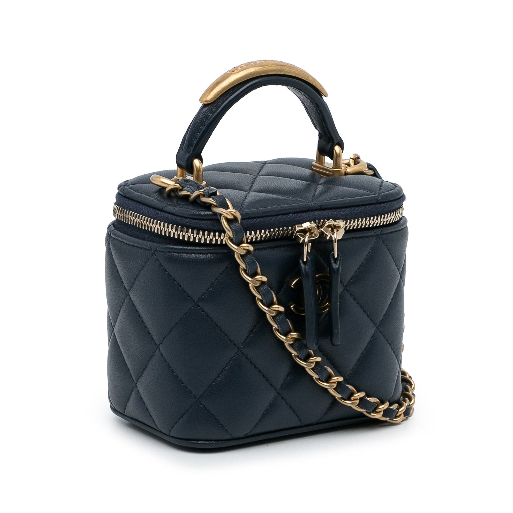 Chanel Chanel Small Lambskin Top Handle Vanity Bag Blue Size ONE SIZE - 2 Thumbnail