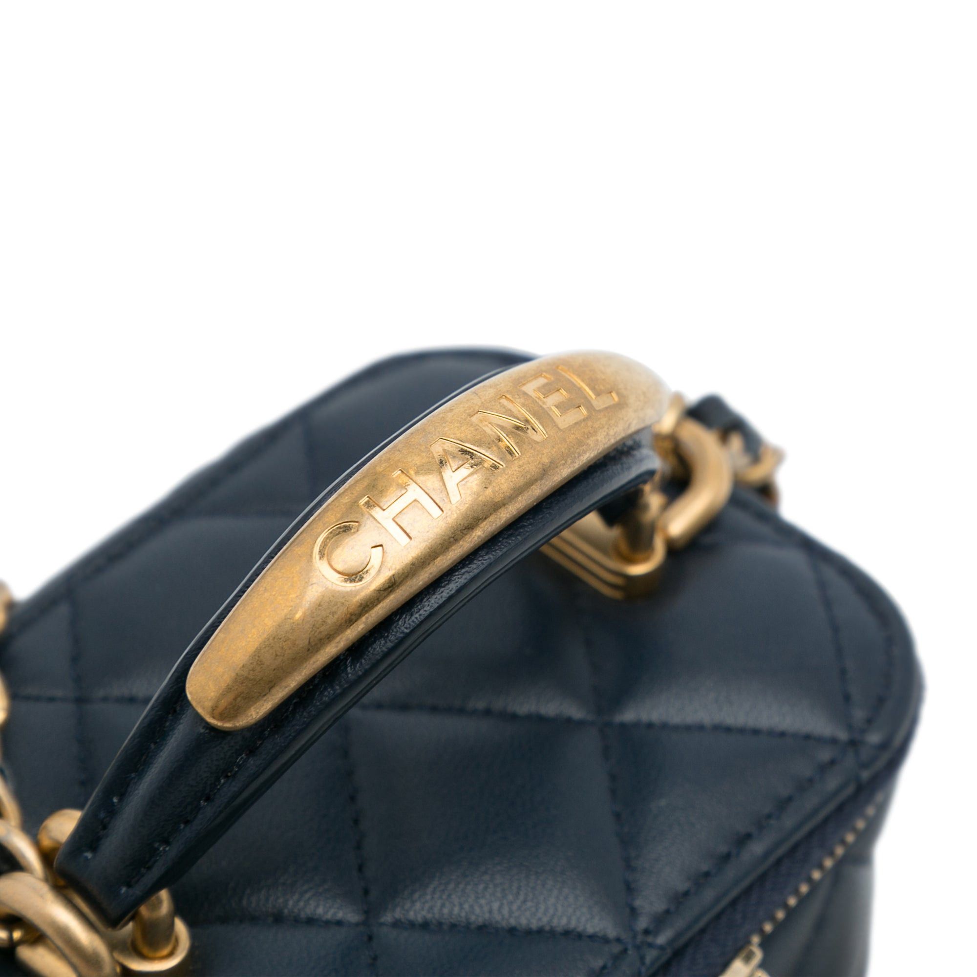 Chanel Chanel Small Lambskin Top Handle Vanity Bag Blue Size ONE SIZE - 9 Thumbnail