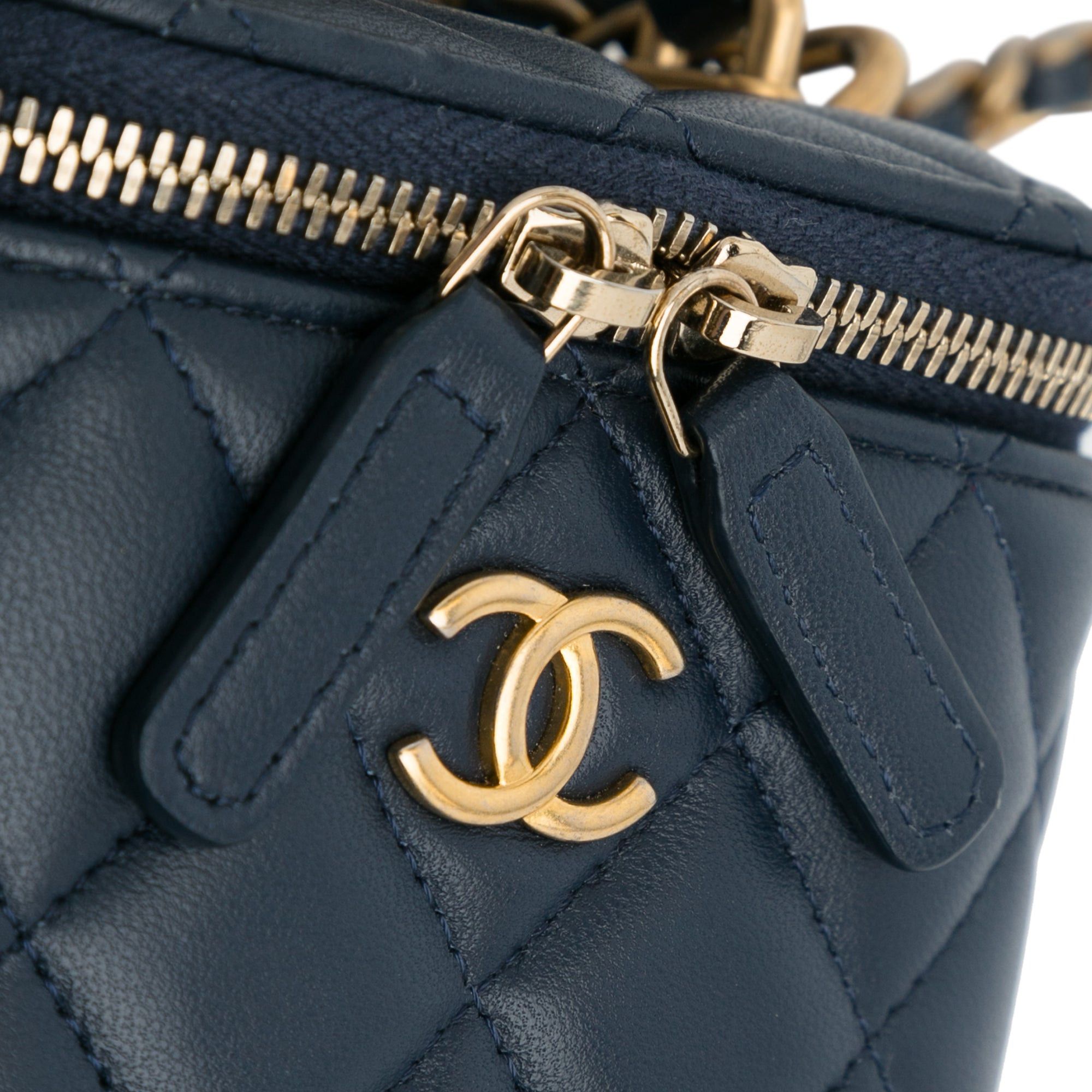 Chanel Chanel Small Lambskin Top Handle Vanity Bag Blue Size ONE SIZE - 10 Thumbnail