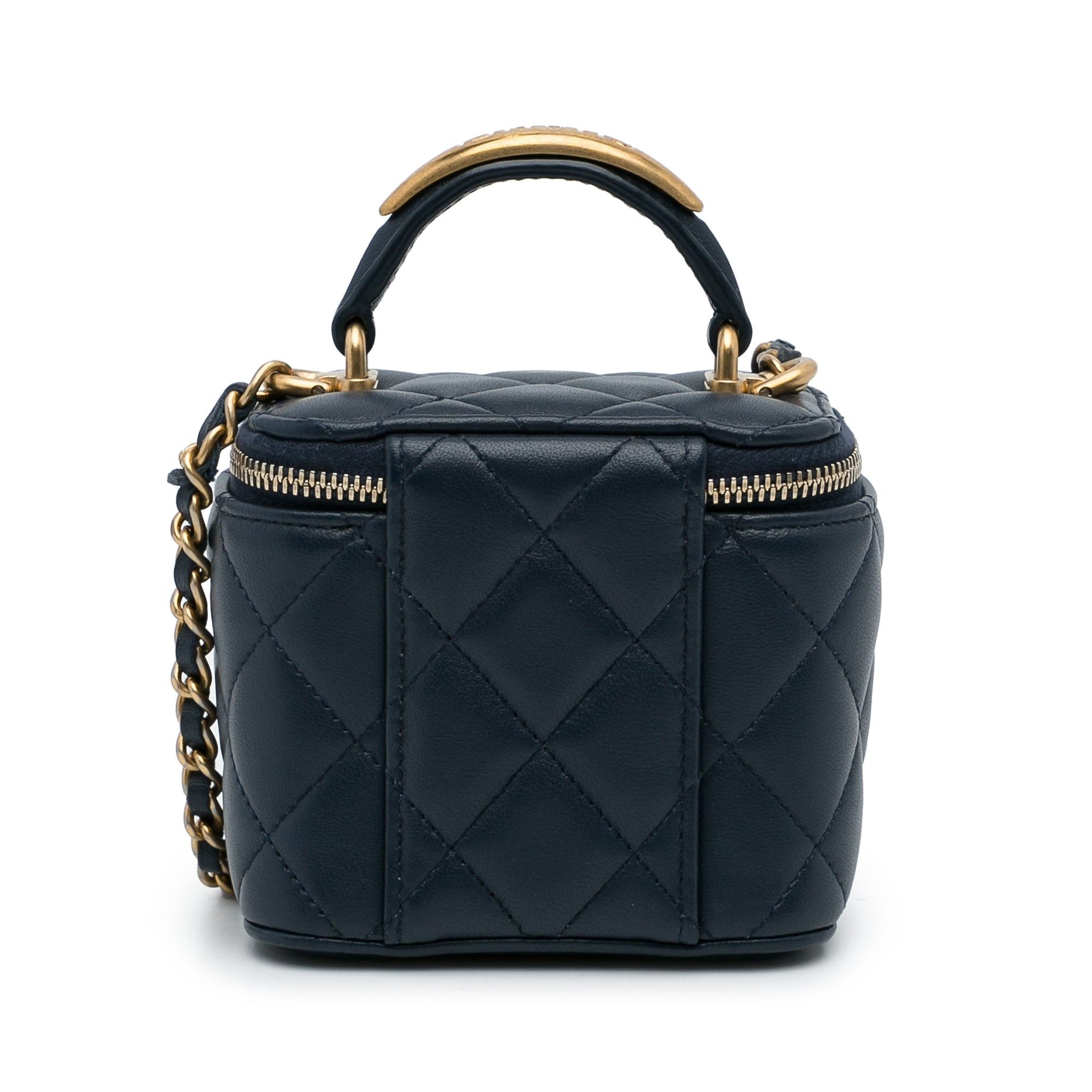 Chanel Chanel Small Lambskin Top Handle Vanity Bag Blue Size ONE SIZE - 3 Thumbnail