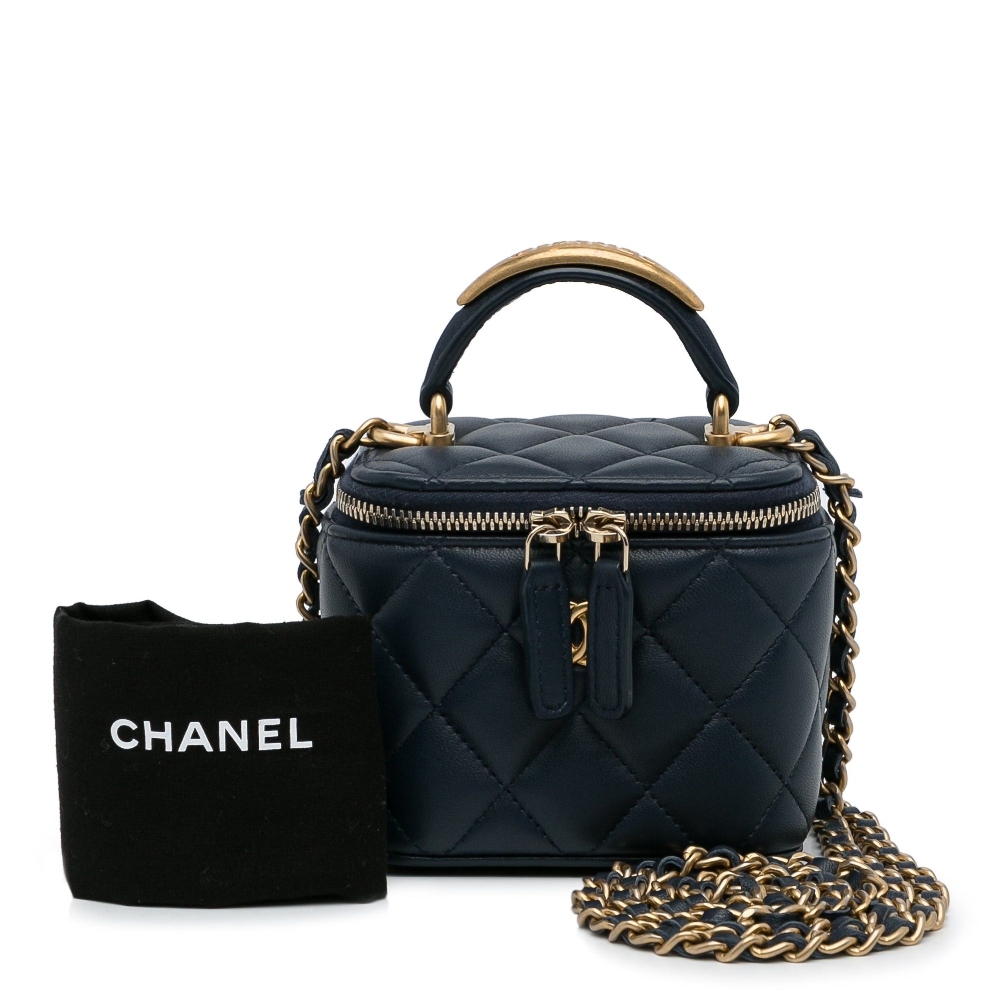 Chanel Chanel Small Lambskin Top Handle Vanity Bag Blue Size ONE SIZE - 12 Thumbnail
