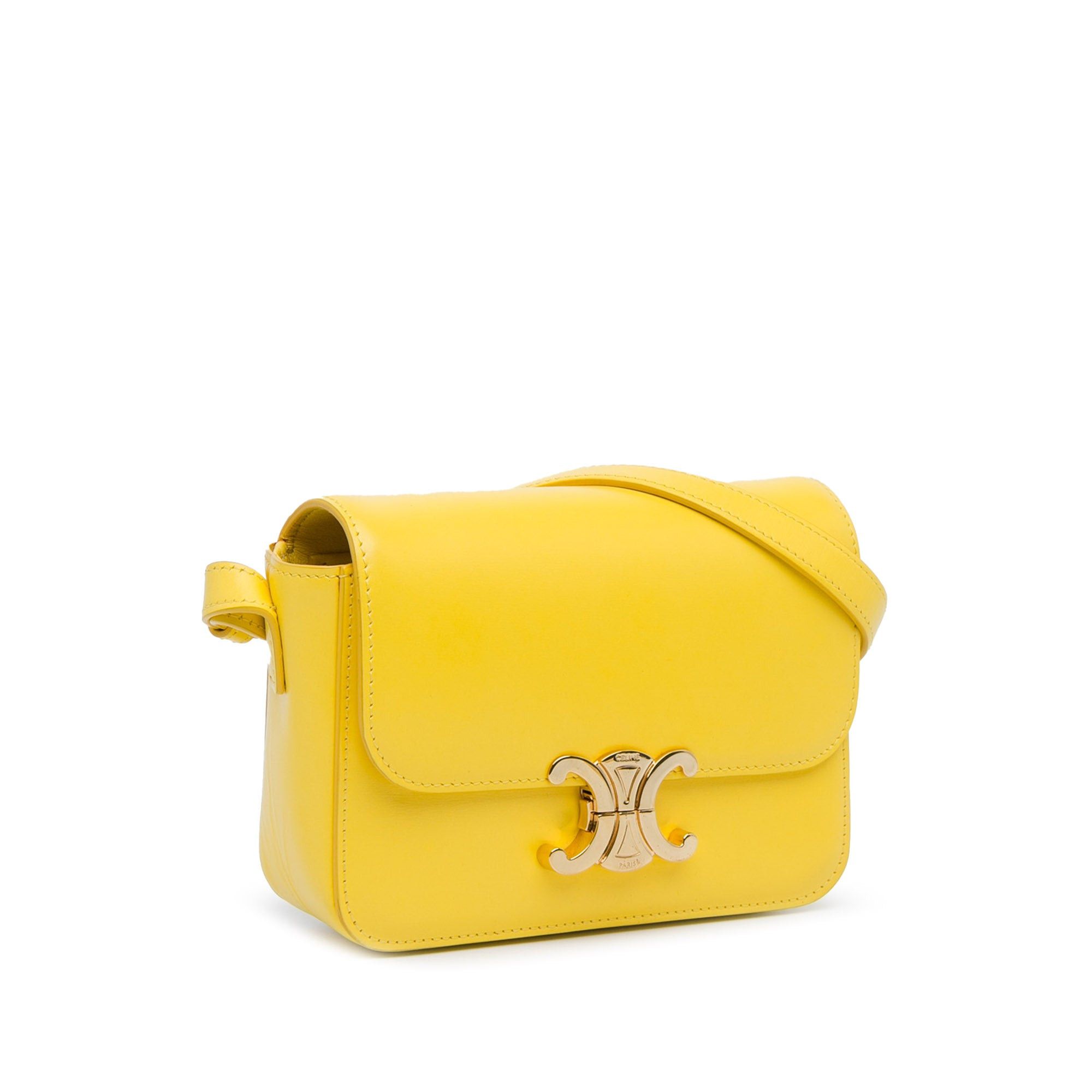 Celine Celine Teen Shiny Calfskin Triomphe Crossbody Yellow Size ONE SIZE - 2 Thumbnail