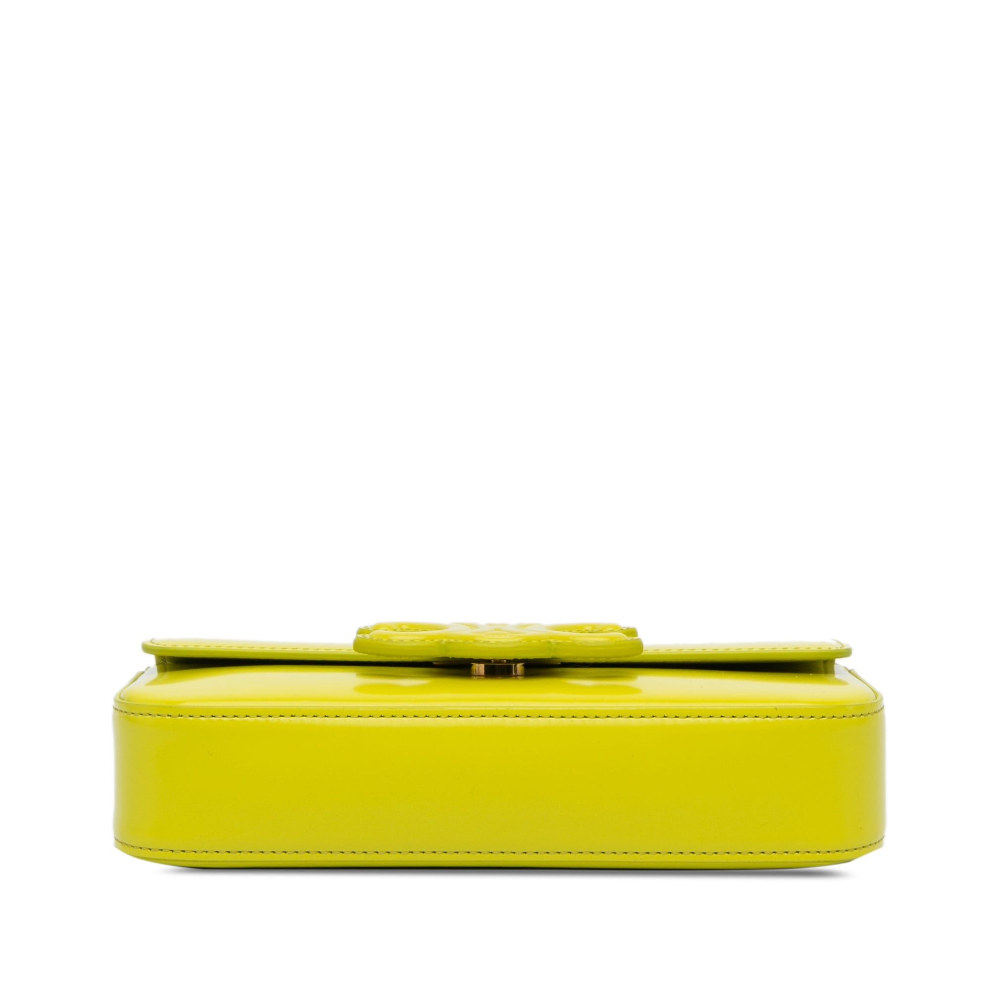 Celine Celine Triomphe Calfskin Leather Chain Shoulder Bag Yellow Size ONE SIZE - 3 Thumbnail