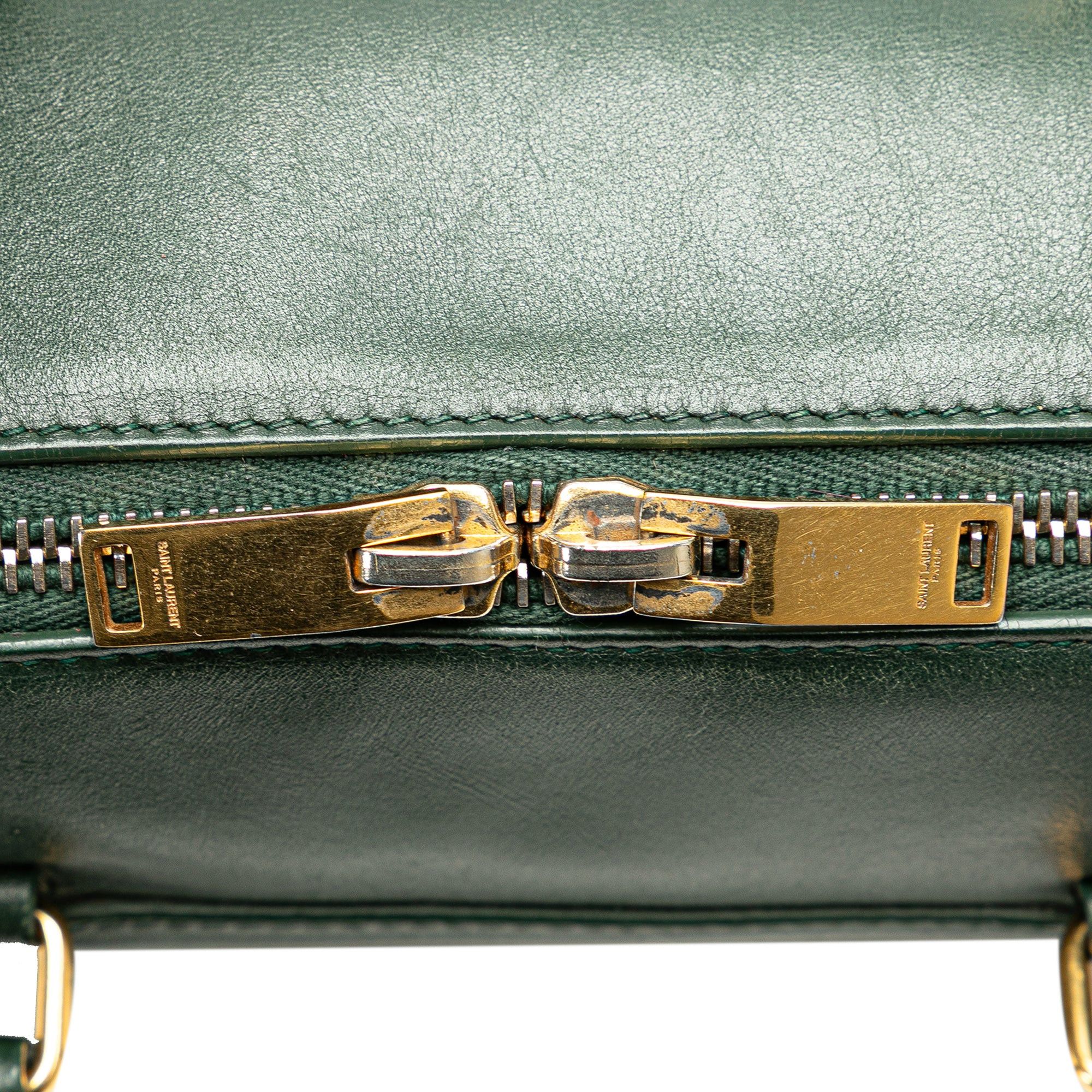 Saint Laurent Paris Saint Laurent Baby Leather Classic Duffle Satchel Green Size ONE SIZE - 8 Thumbnail