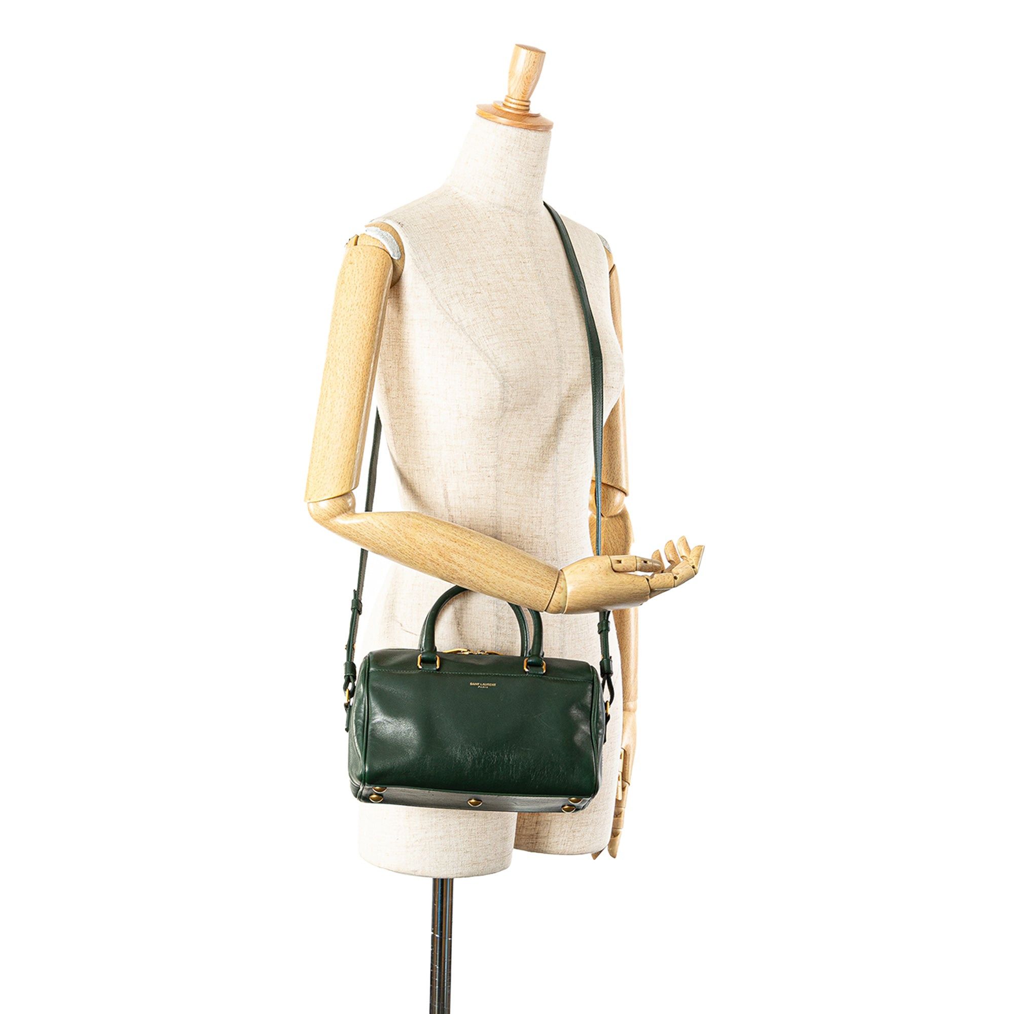 Saint Laurent Paris Saint Laurent Baby Leather Classic Duffle Satchel Green Size ONE SIZE - 12 Thumbnail