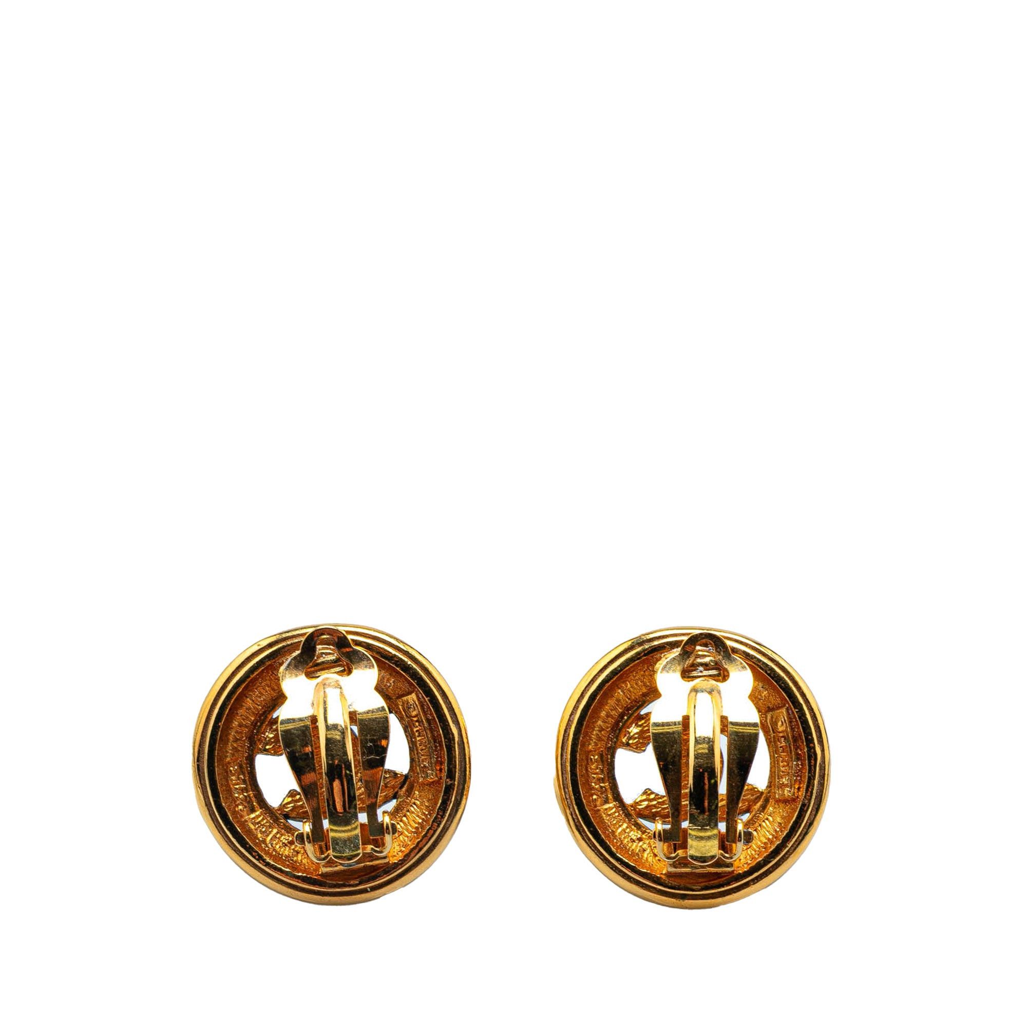 Chanel Chanel Gold Plated CC Round Clip On Earrings Gold Size ONE SIZE - 2 Thumbnail