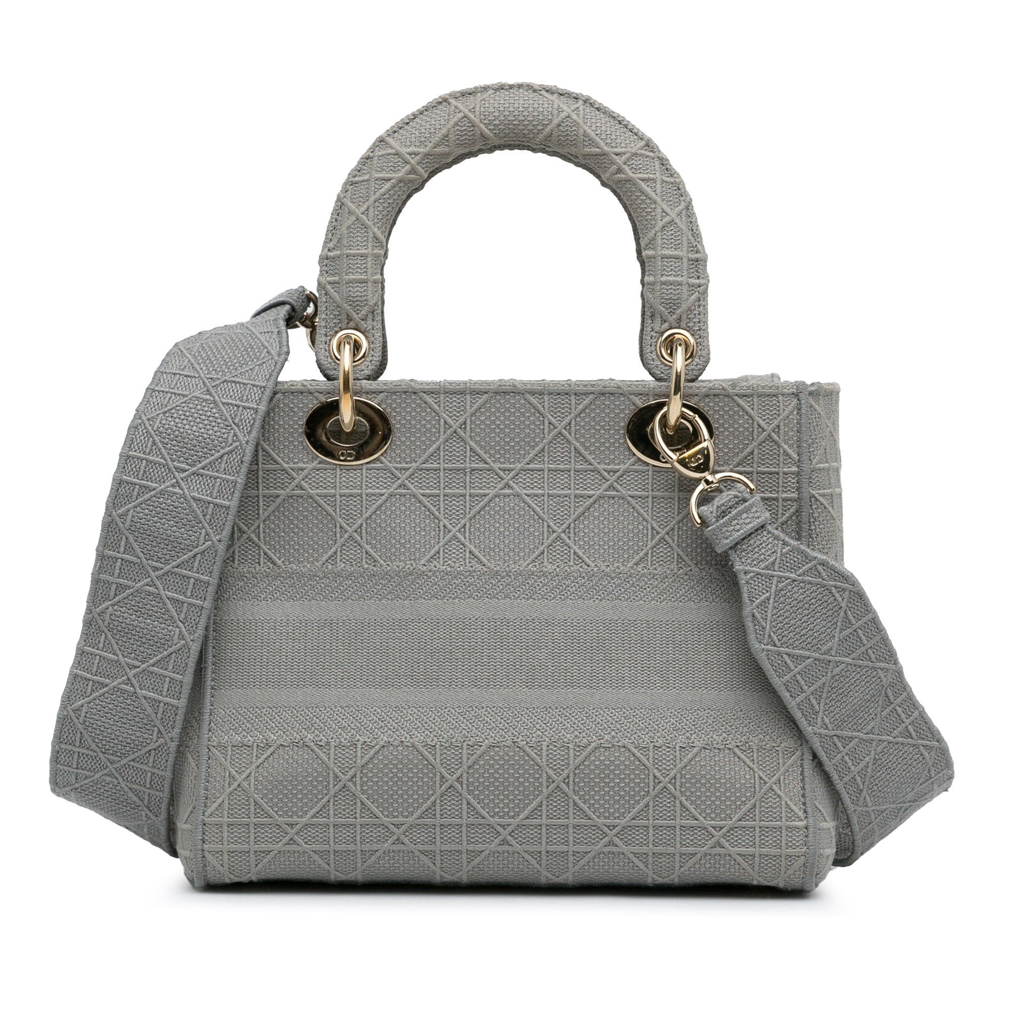 Dior Dior Medium Canvas Cannage Lady D Lite Gray Size ONE SIZE - 4 Thumbnail