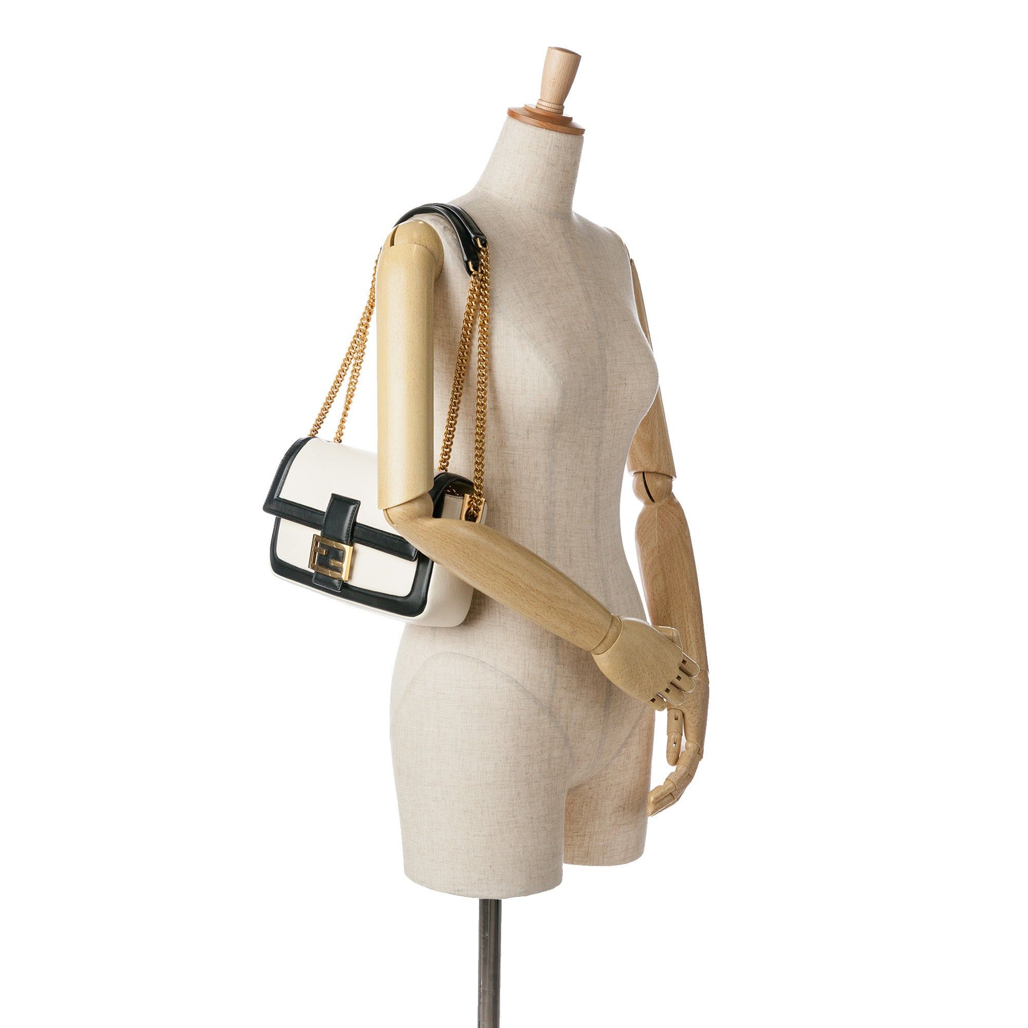 Fendi Fendi Bicolor Leather Chain Baguette White Size ONE SIZE - 9 Thumbnail