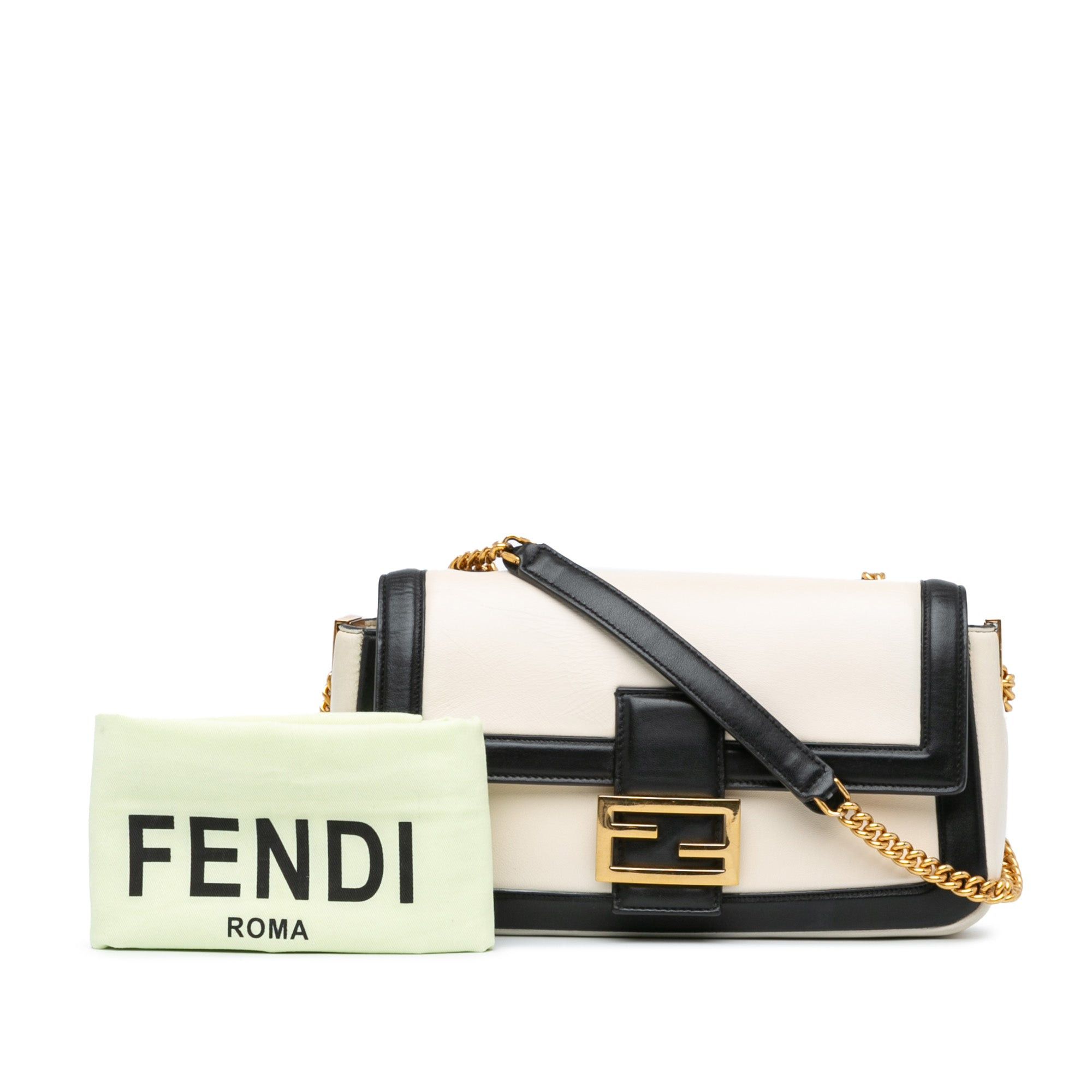Fendi Fendi Bicolor Leather Chain Baguette White Size ONE SIZE - 10 Thumbnail