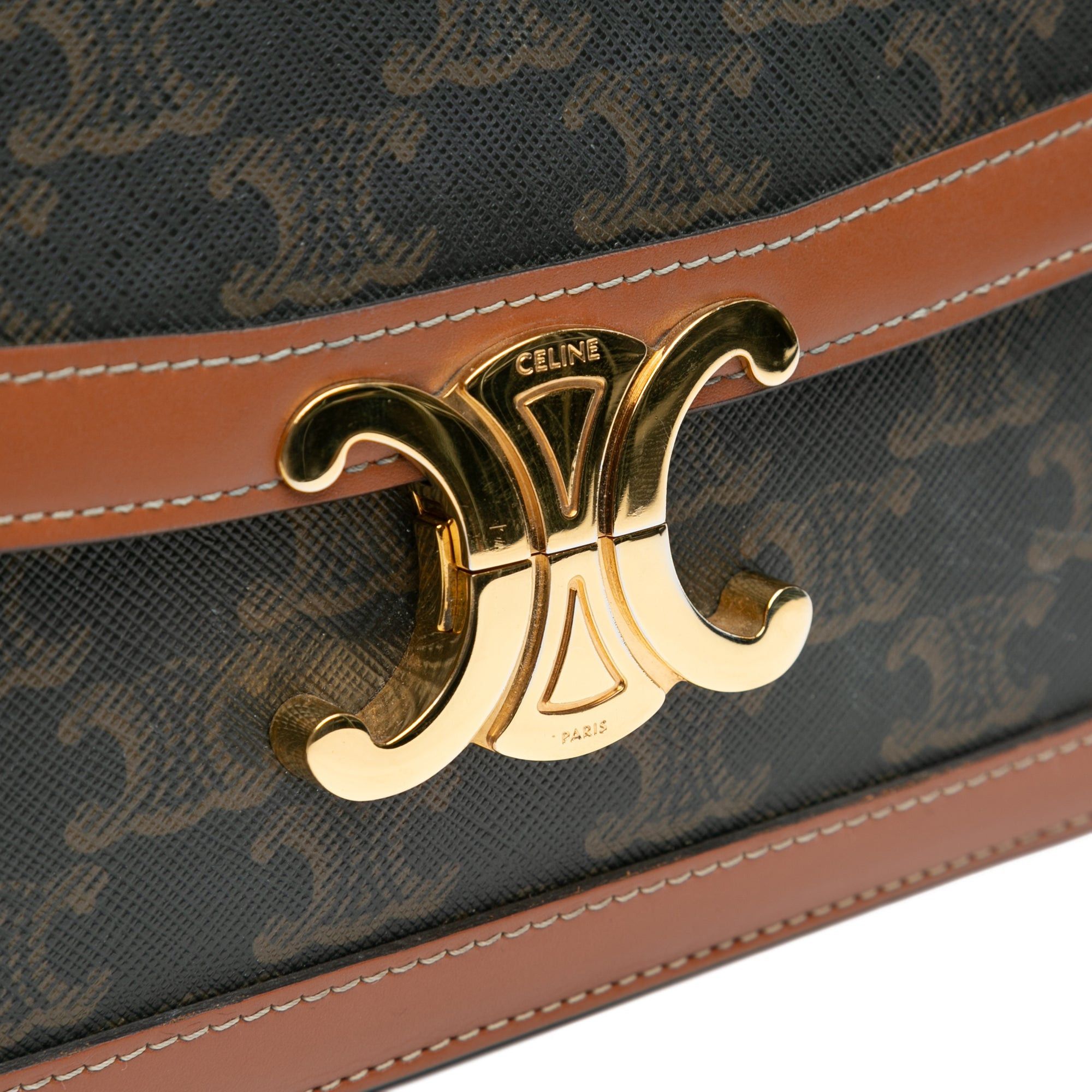 Celine Celine Classique Coated Canvas Triomphe Crossbody Brown Size ONE SIZE - 7 Thumbnail
