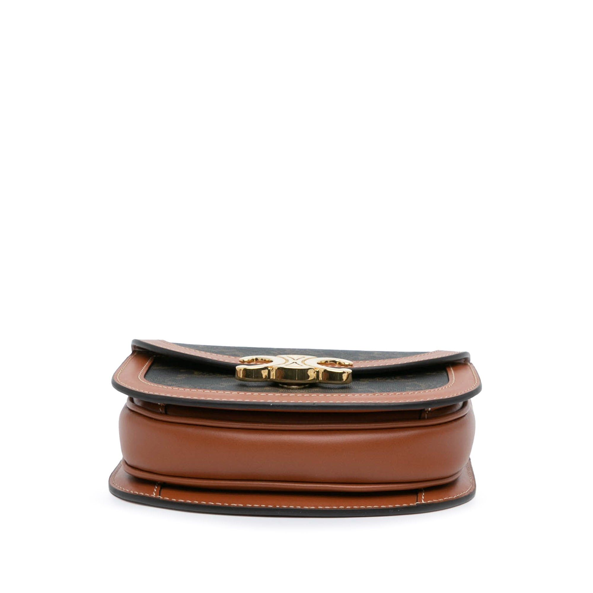 Celine Mini Triomphe Coated Canvas Besace Clea Satchel Brown Bags Luggage