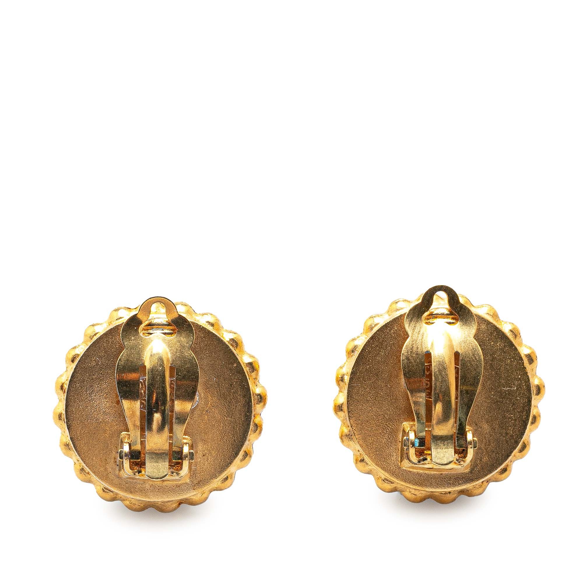 Chanel Chanel Gold Plated Acrylic CC Button Clip On Earrings Gold Size ONE SIZE - 2 Thumbnail