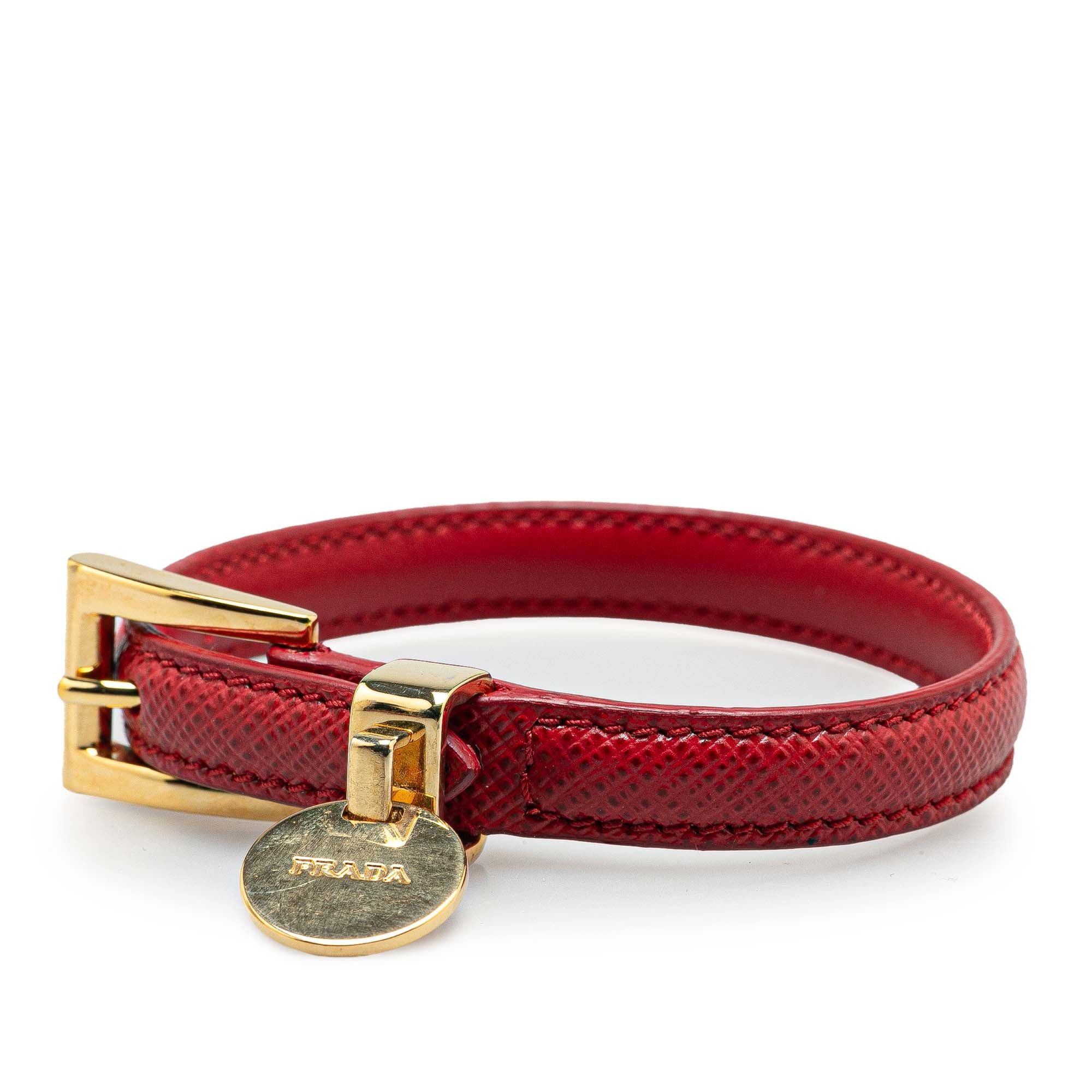 Prada Prada Saffiano Leather Bracelet Red Size ONE SIZE - 2 Thumbnail