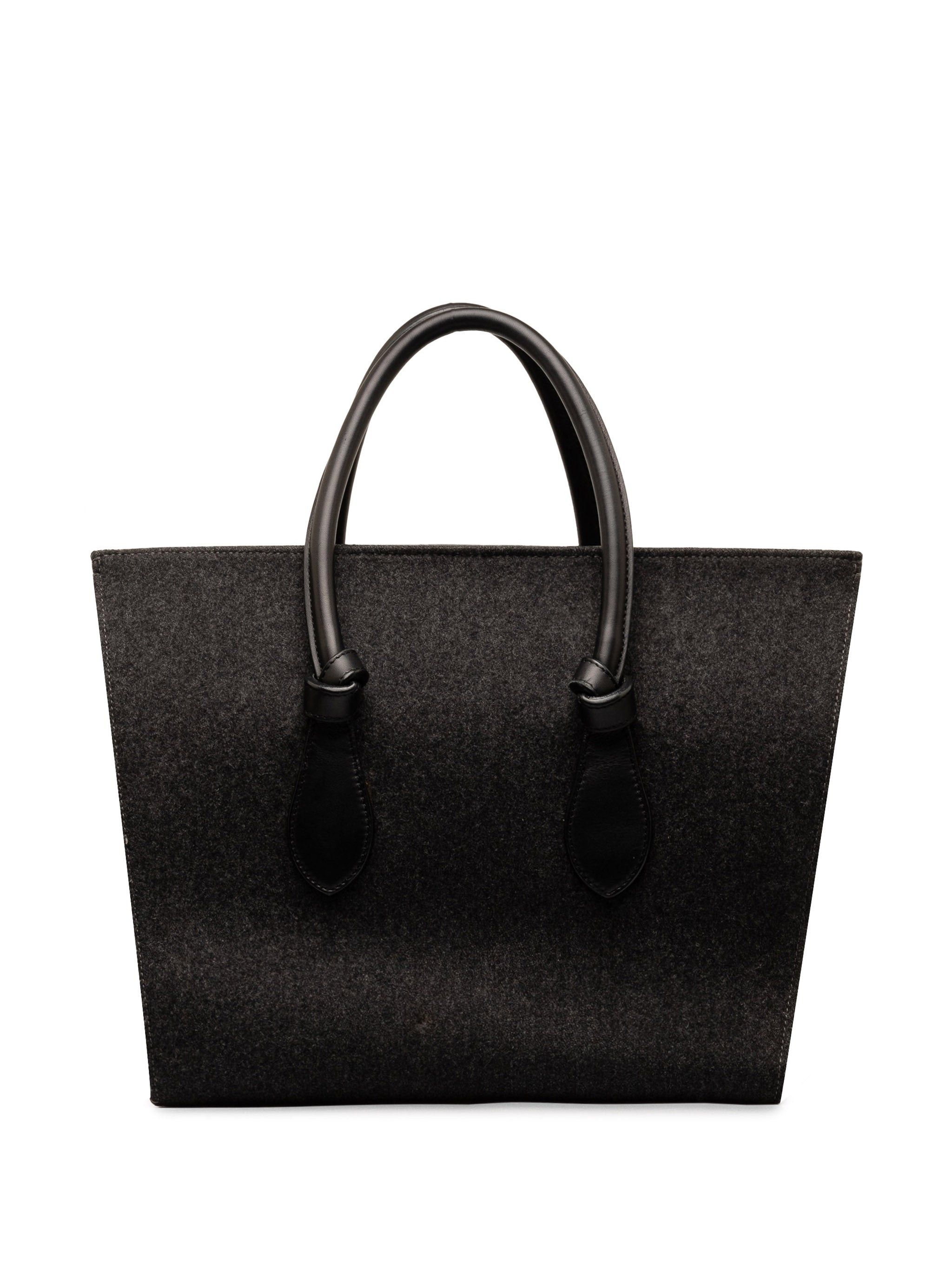 Celine Celine Felt and Leather Tie Knot Tote Gray Size ONE SIZE - 3 Thumbnail