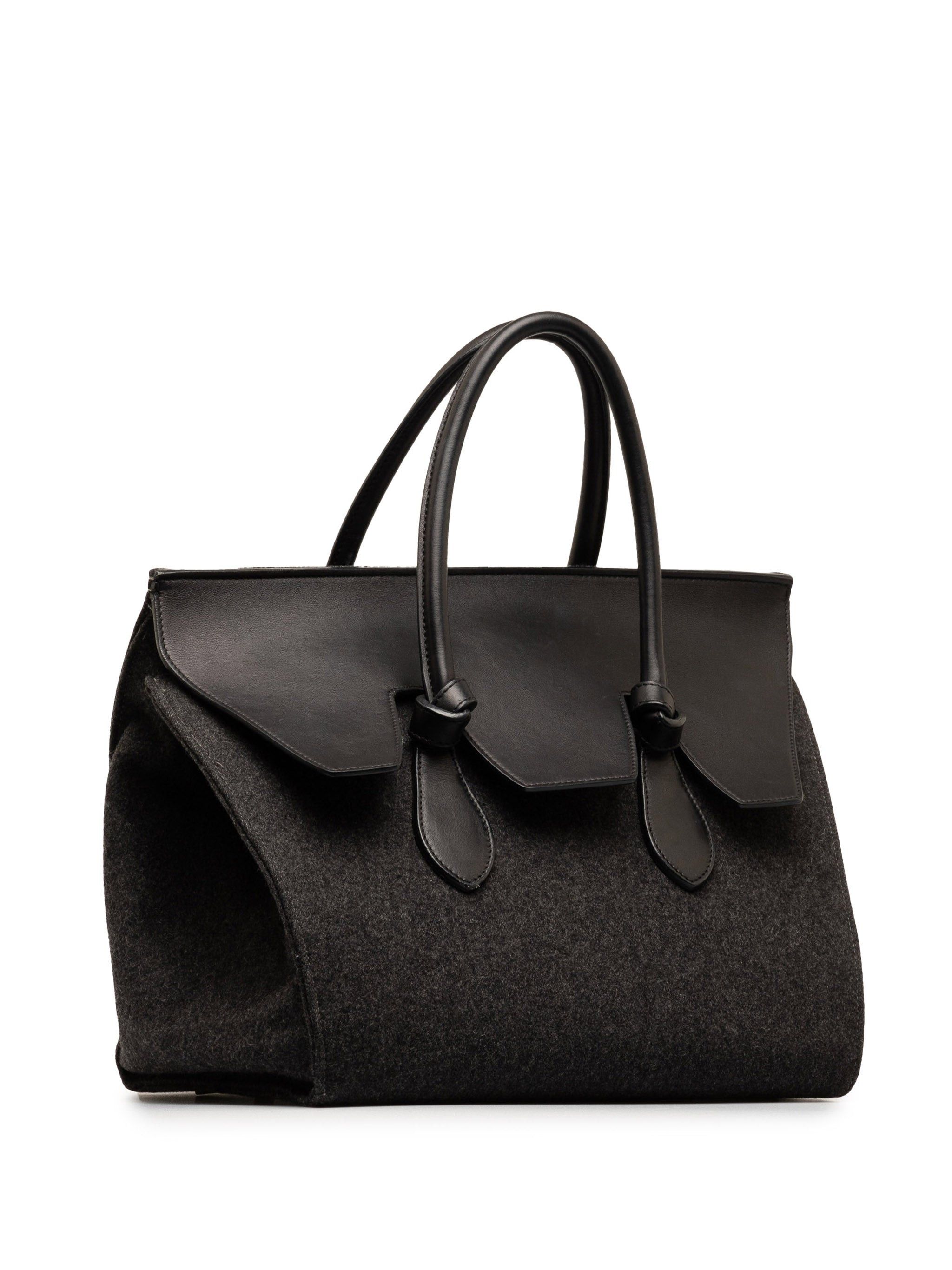 Celine Celine Felt and Leather Tie Knot Tote Gray Size ONE SIZE - 2 Thumbnail