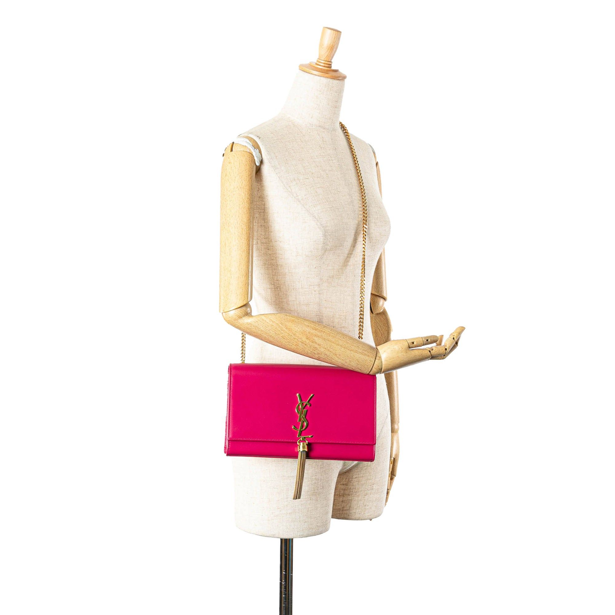 Saint Laurent Paris Saint Laurent Medium Smooth Calfskin Classic Monogram Kate Tassel Crossbody Pink Size ONE SIZE - 12 Thumbnail