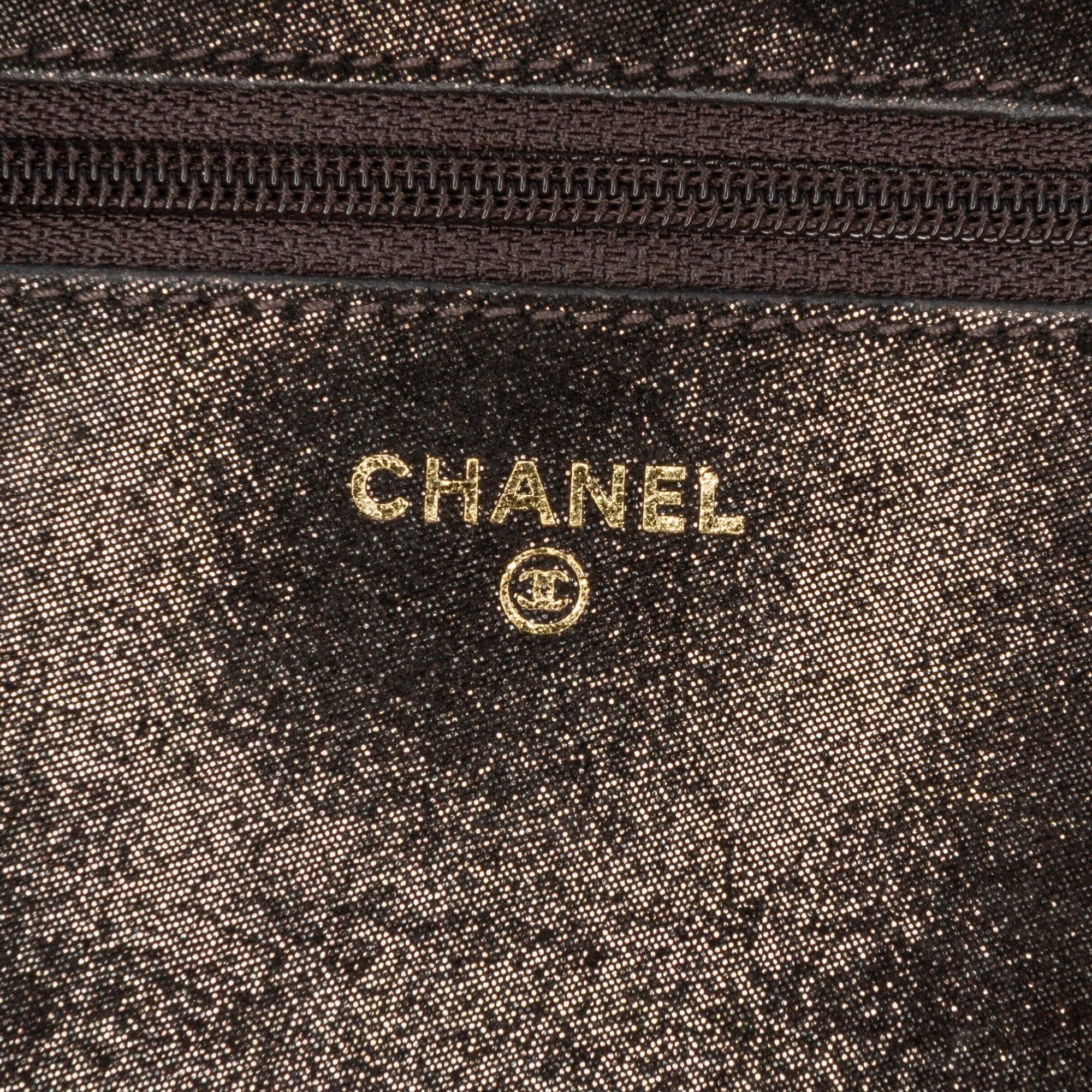 Chanel Chanel Metiers d'Art Quilted Iridescent Lambskin Tartan Button Wallet On Chain Brown Size ONE SIZE - 6 Thumbnail