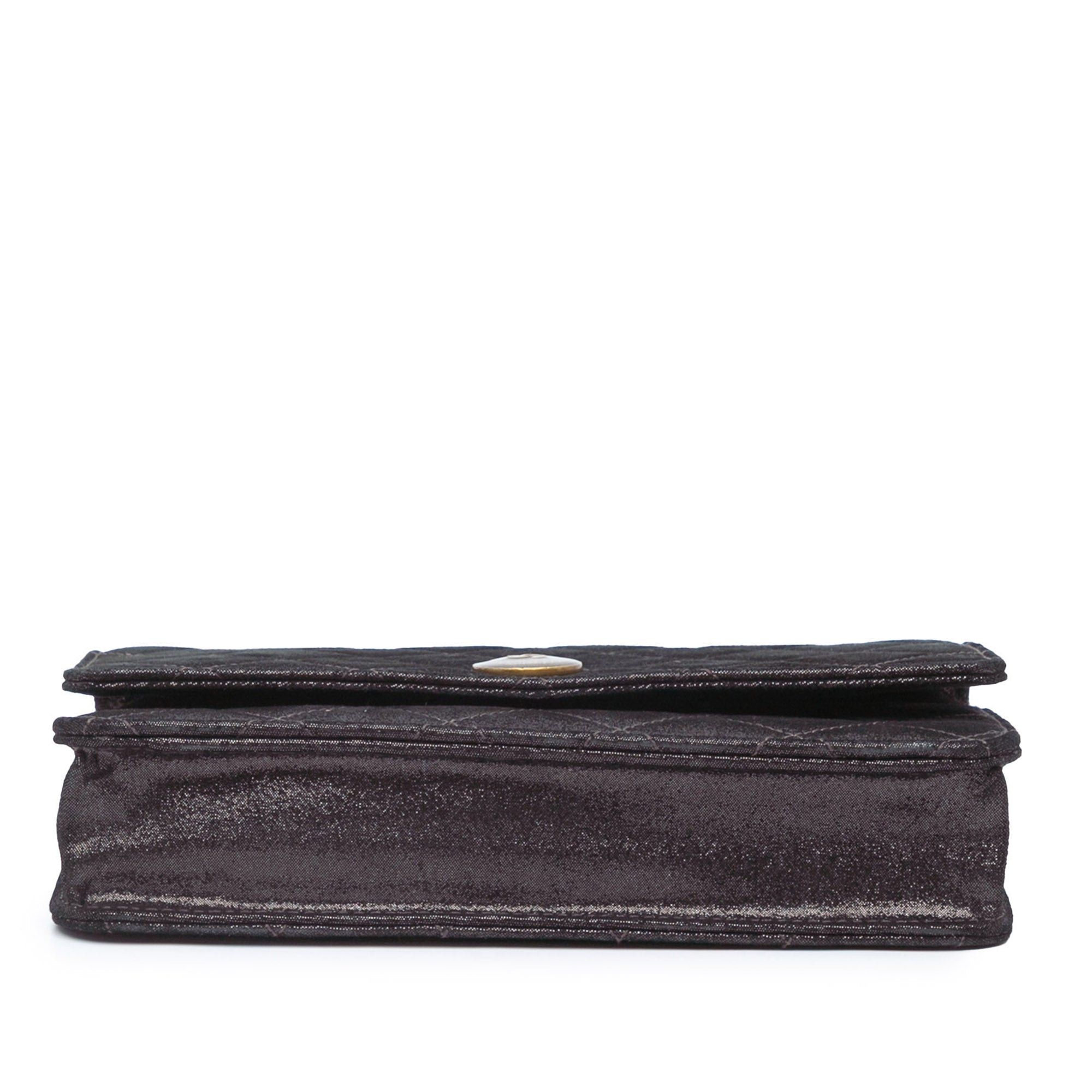 Chanel Chanel Metiers d'Art Quilted Iridescent Lambskin Tartan Button Wallet On Chain Brown Size ONE SIZE - 3 Thumbnail