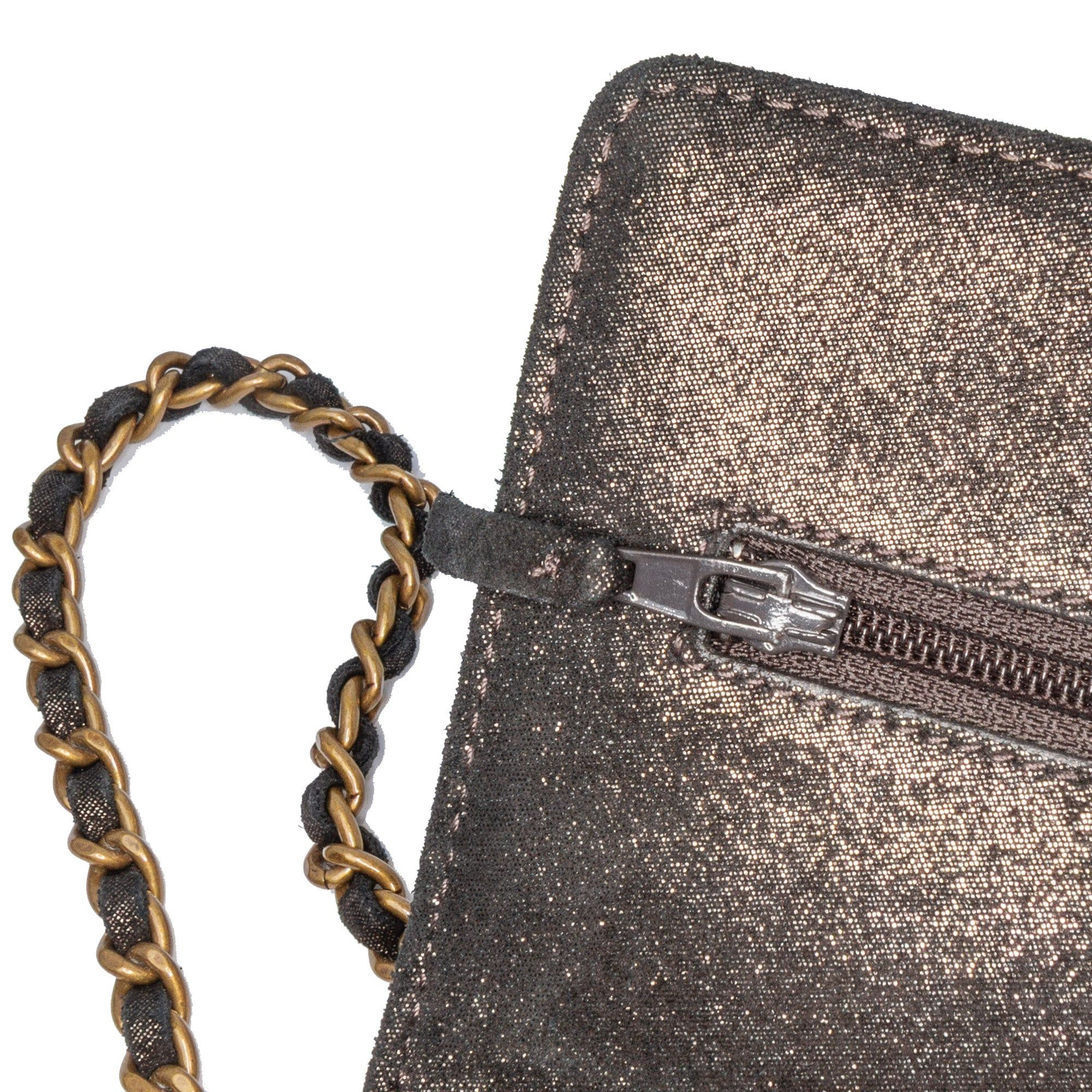 Chanel Chanel Metiers d'Art Quilted Iridescent Lambskin Tartan Button Wallet On Chain Brown Size ONE SIZE - 9 Thumbnail