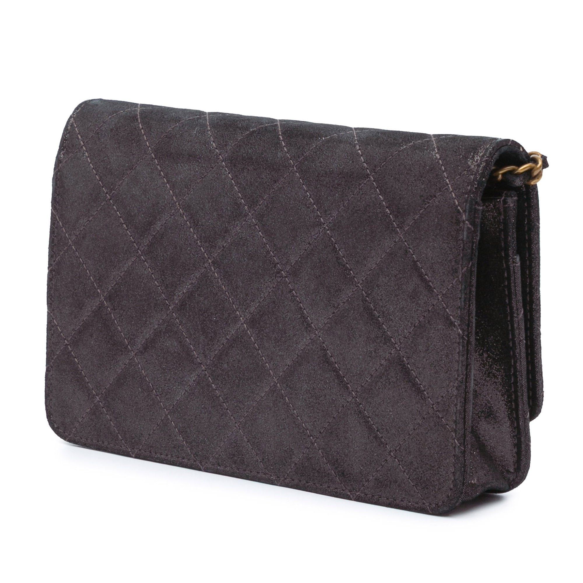 Chanel Chanel Metiers d'Art Quilted Iridescent Lambskin Tartan Button Wallet On Chain Brown Size ONE SIZE - 2 Thumbnail
