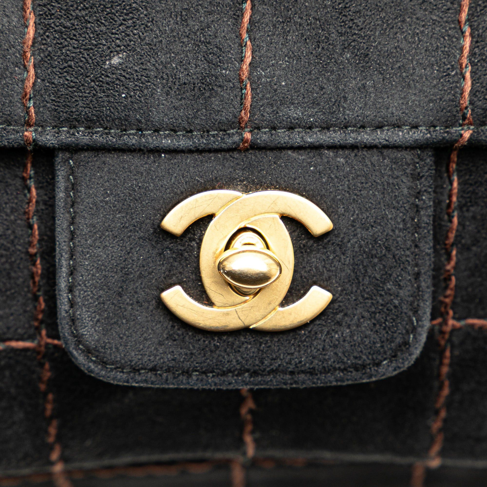 Chanel Chanel Choco Bar Suede Stitched Chain Flap Black Size ONE SIZE - 10 Thumbnail