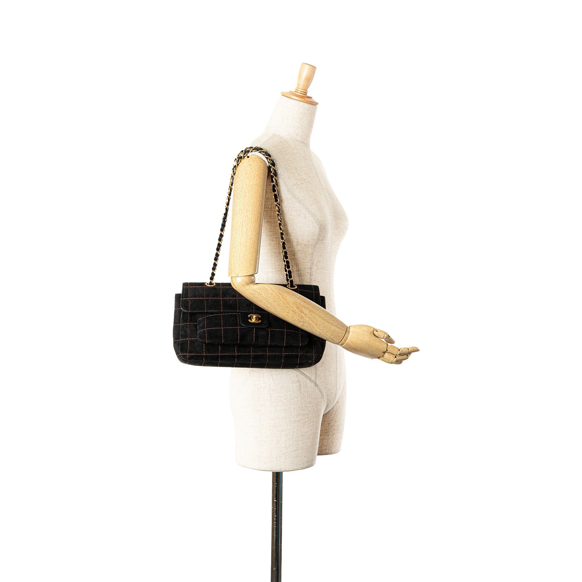 Chanel Chanel Choco Bar Suede Stitched Chain Flap Black Size ONE SIZE - 13 Thumbnail