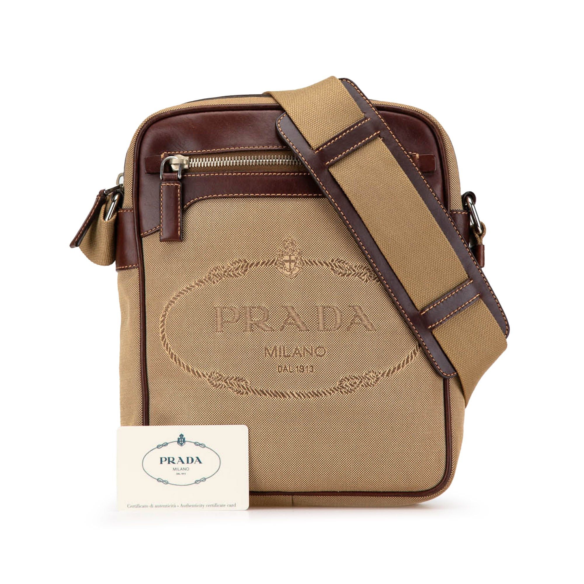Prada Prada Canvas Canapa Logo Crossbody Brown Size ONE SIZE - 15 Thumbnail