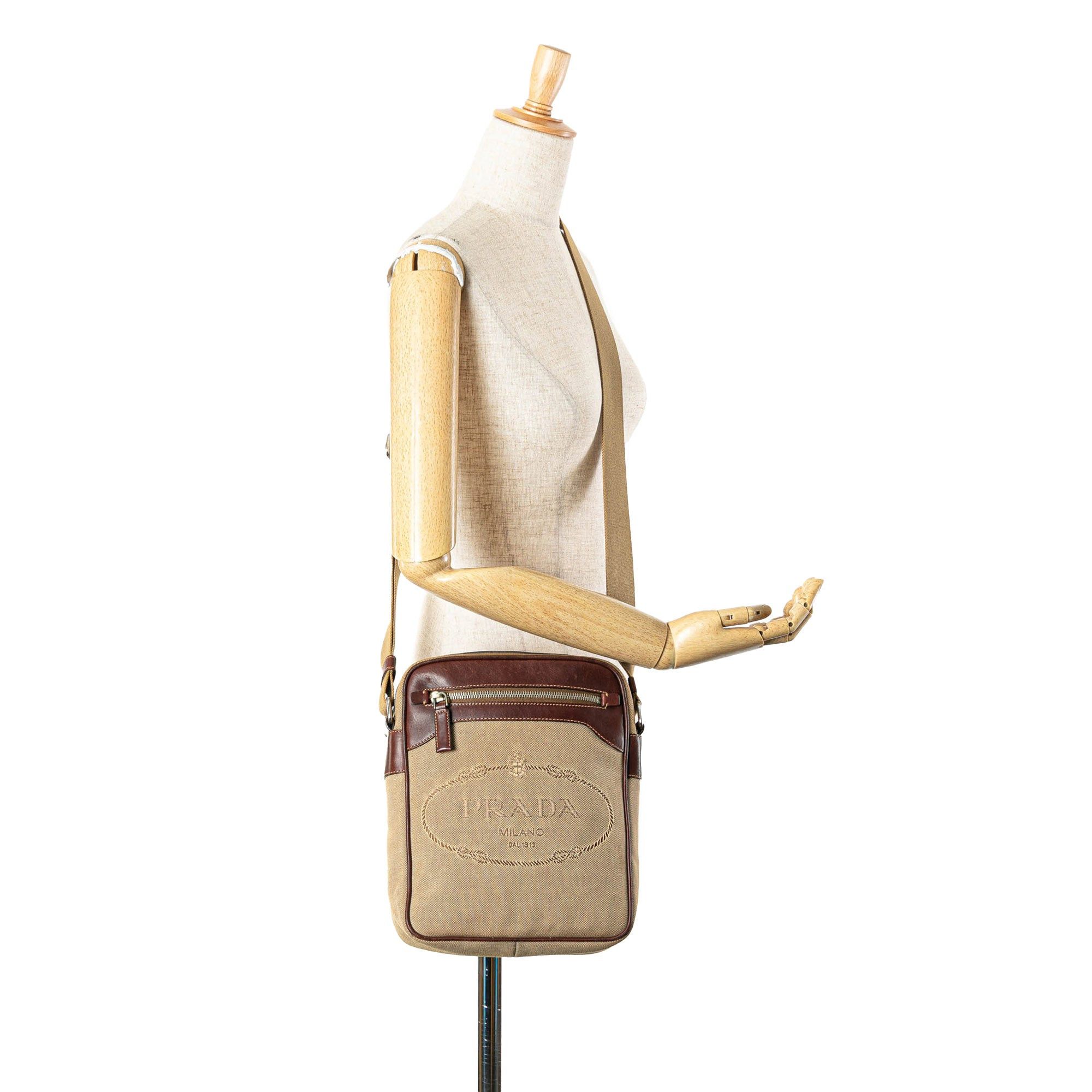 Prada Prada Canvas Canapa Logo Crossbody Brown Size ONE SIZE - 14 Thumbnail