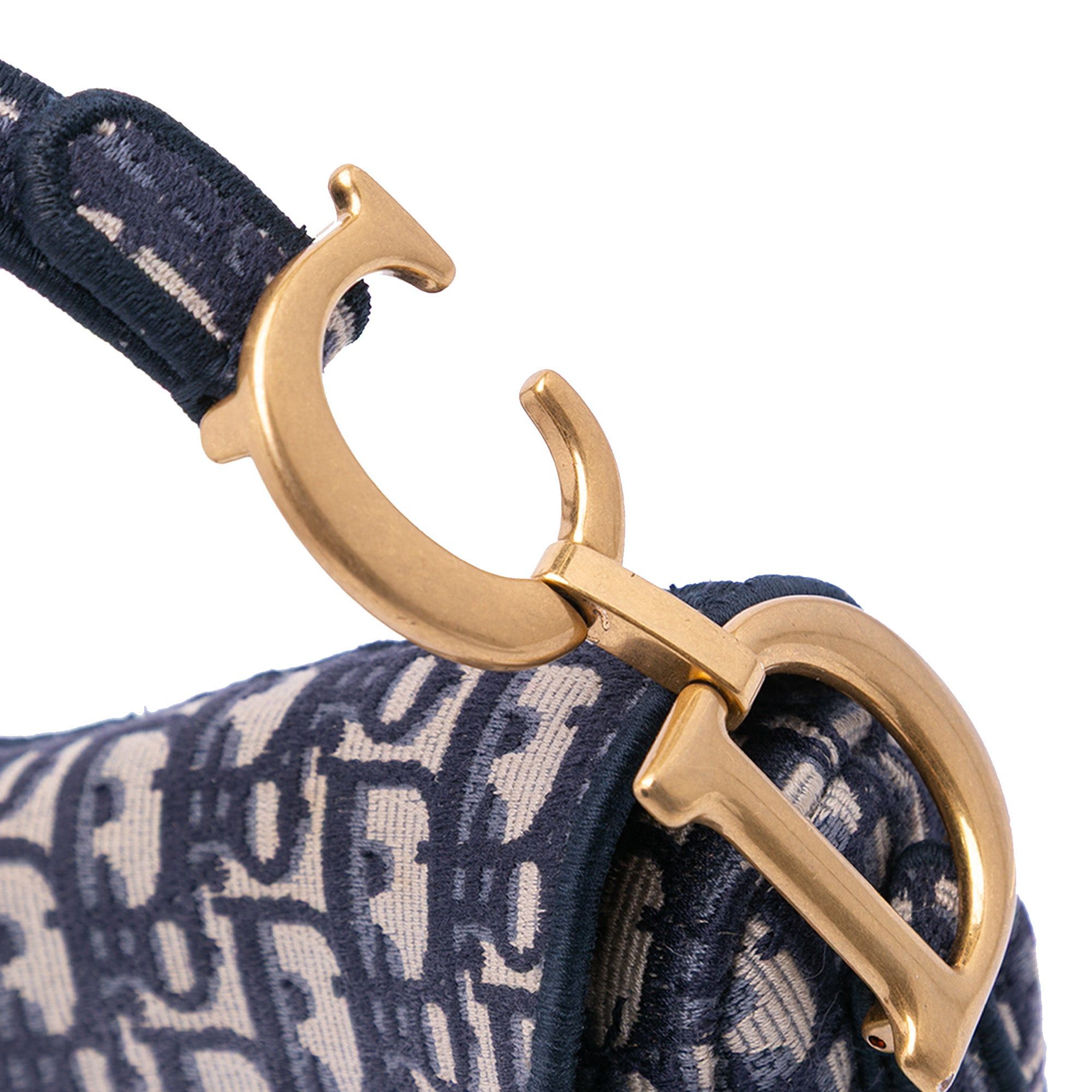 Dior Dior Oblique Embroidered Canvas Saddle Bag Blue Size ONE SIZE - 7 Thumbnail