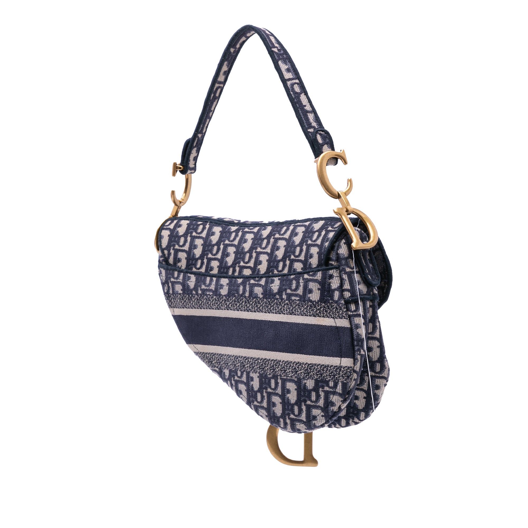 Dior Dior Oblique Embroidered Canvas Saddle Bag Blue Size ONE SIZE - 2 Thumbnail