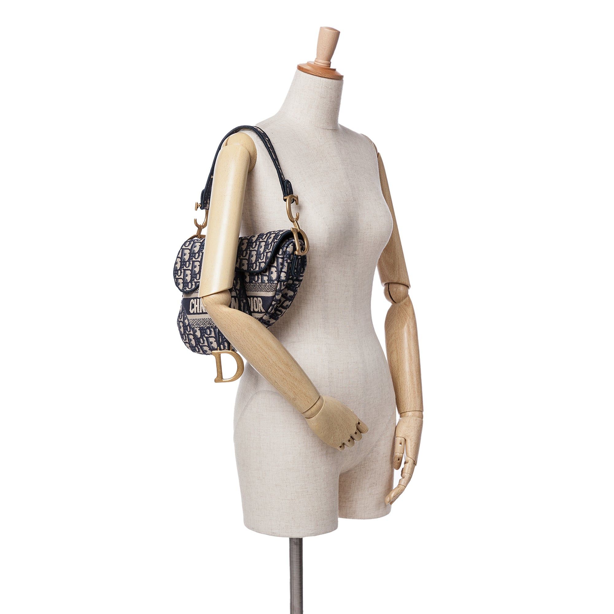 Dior Dior Oblique Embroidered Canvas Saddle Bag Blue Size ONE SIZE - 8 Thumbnail