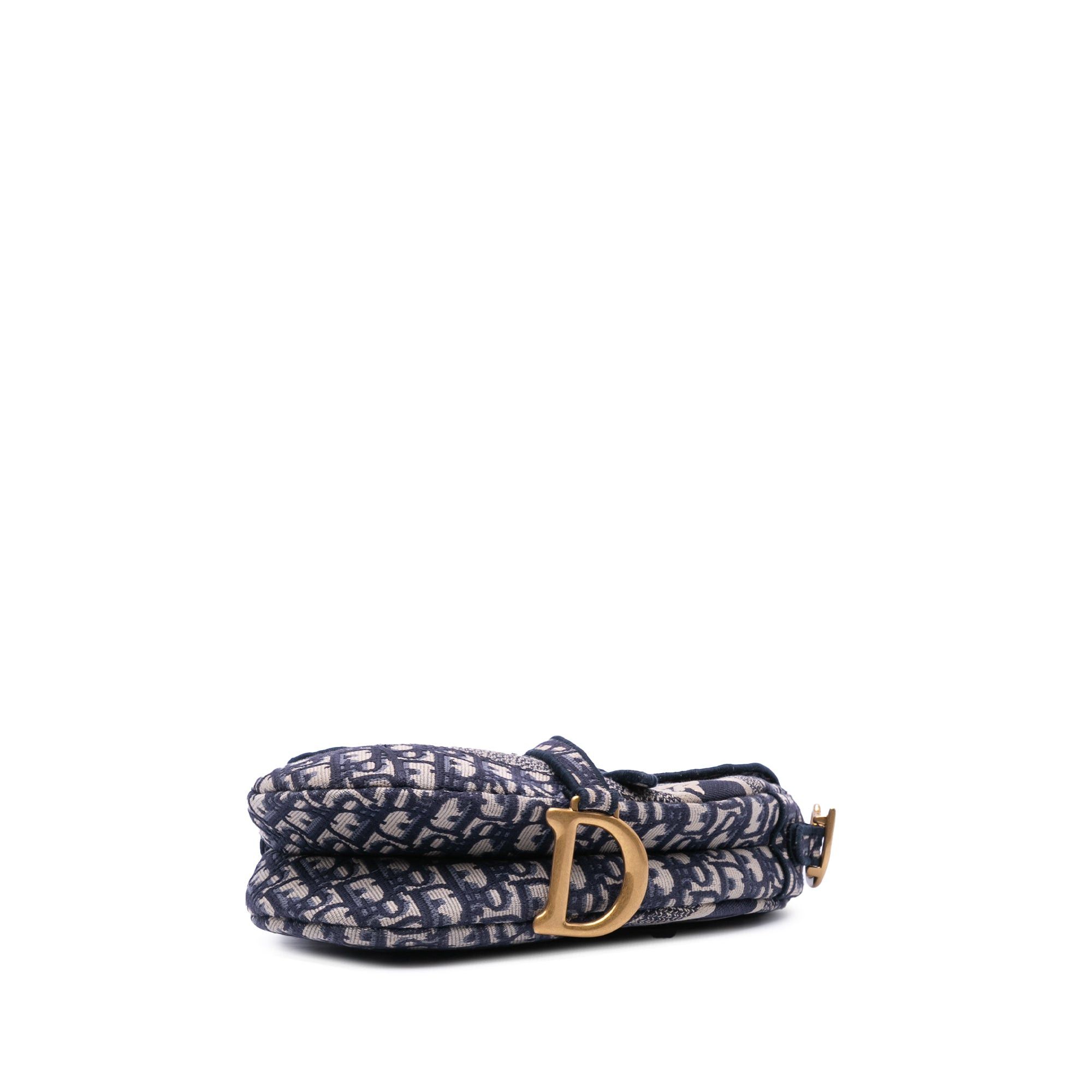 Dior Dior Oblique Embroidered Canvas Saddle Bag Blue Size ONE SIZE - 3 Thumbnail