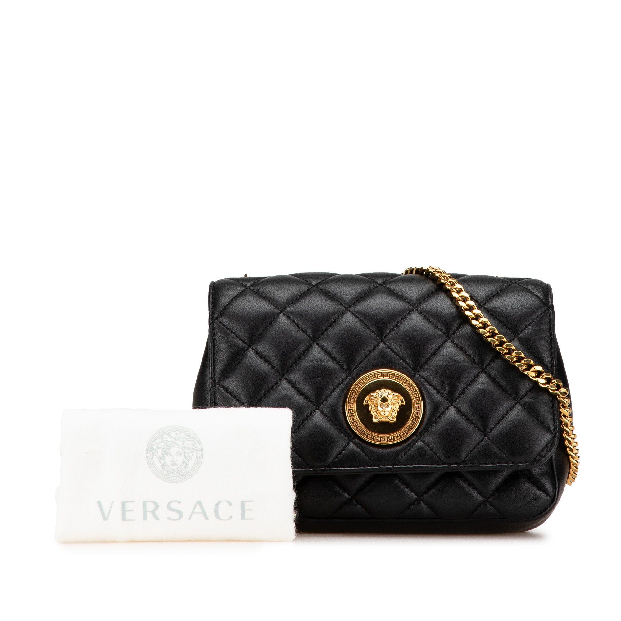 Versace Versace Small Quilted Nappa Medusa Chain Crossbody Black Size ONE SIZE - 13 Thumbnail