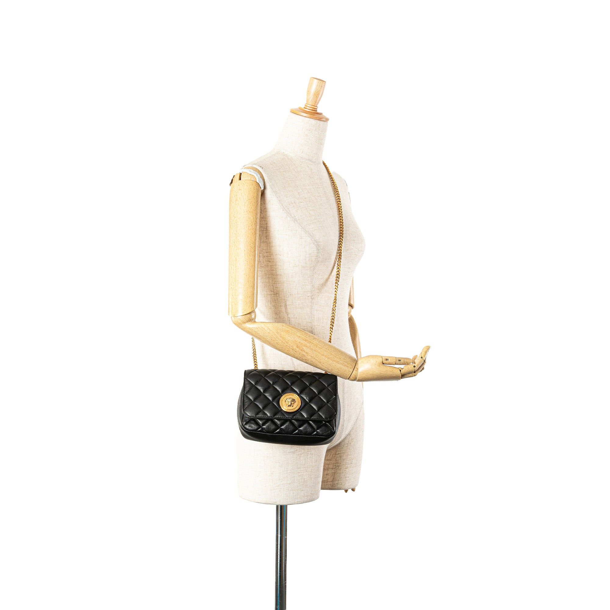 Versace Versace Small Quilted Nappa Medusa Chain Crossbody Black Size ONE SIZE - 12 Thumbnail