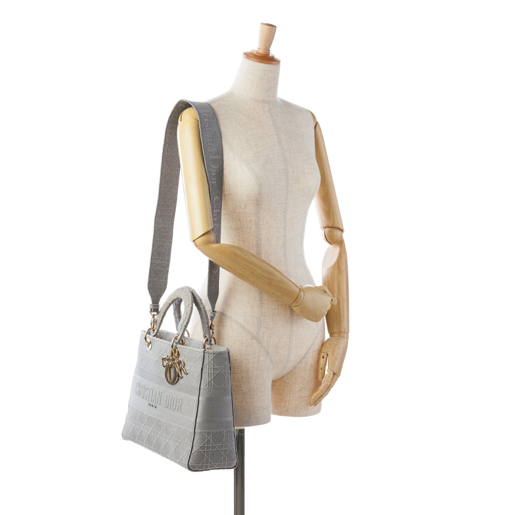 Dior Dior Large Canvas Cannage Lady D Lite Gray Size ONE SIZE - 11 Thumbnail