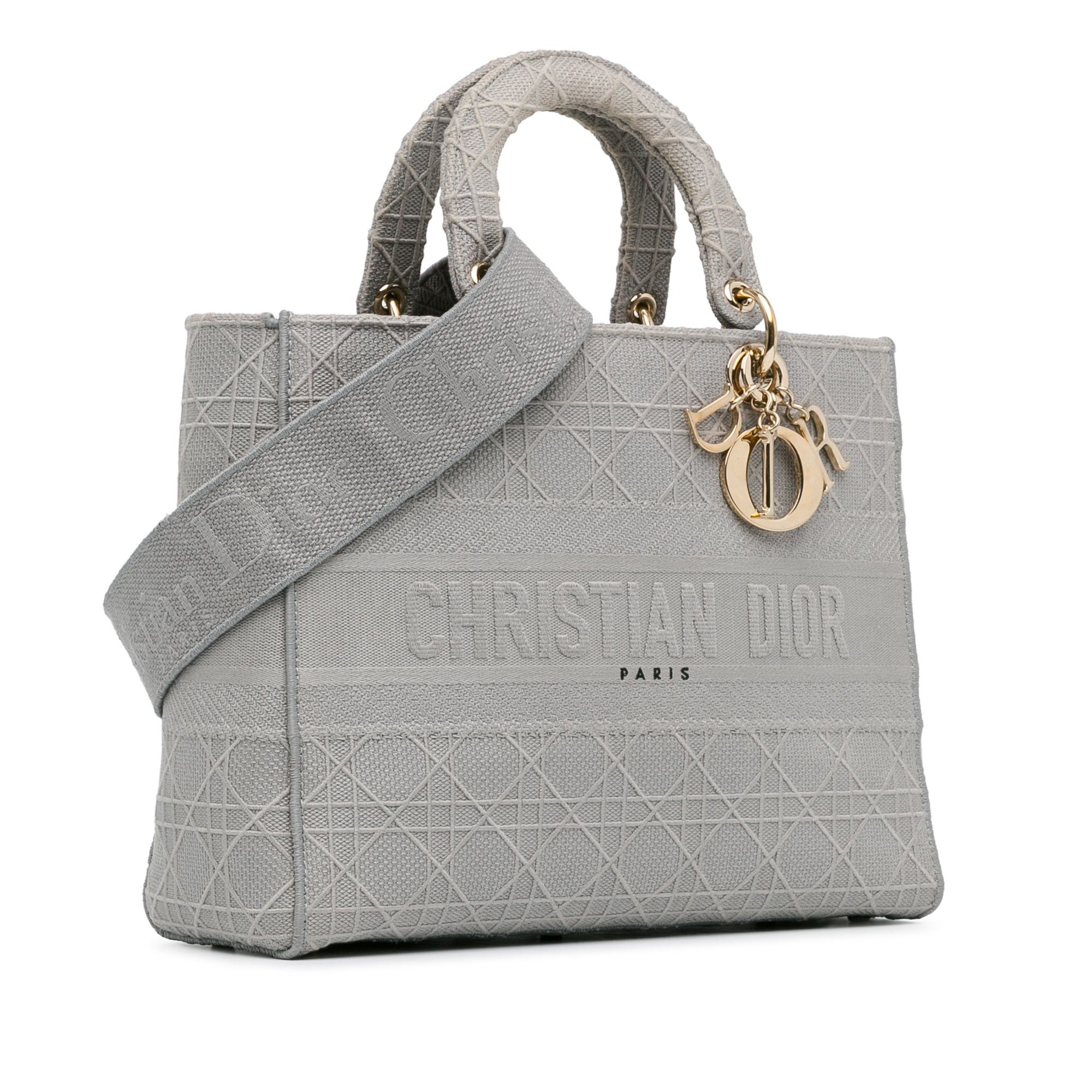 Dior Dior Large Canvas Cannage Lady D Lite Gray Size ONE SIZE - 2 Thumbnail