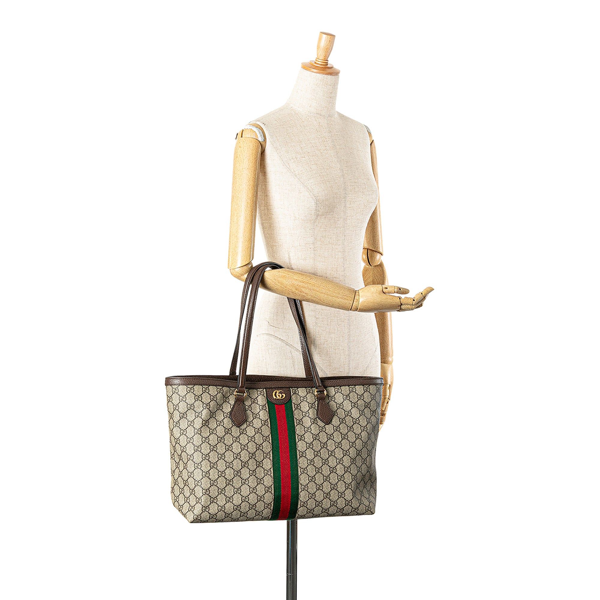 Gucci Gucci Medium GG Supreme Ophidia Tote Brown Size ONE SIZE - 12 Thumbnail