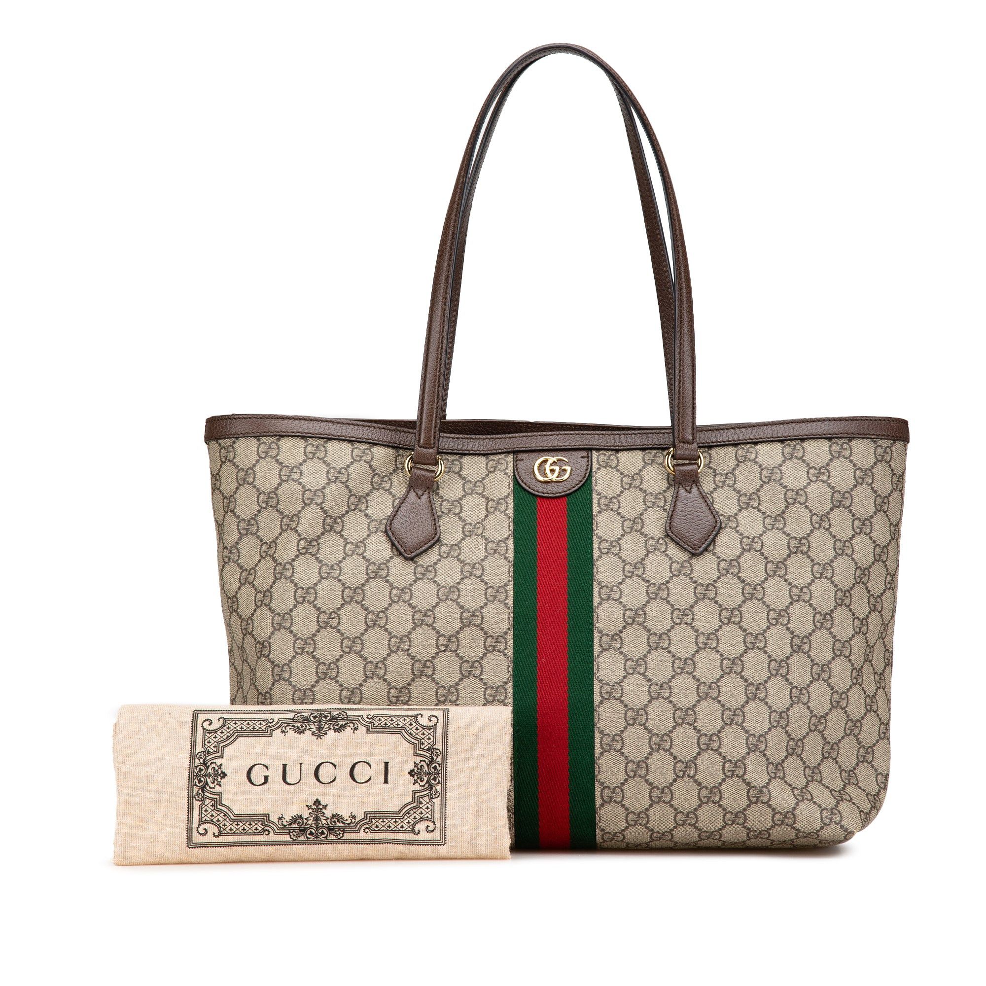 Gucci Gucci Medium GG Supreme Ophidia Tote Brown Size ONE SIZE - 13 Thumbnail