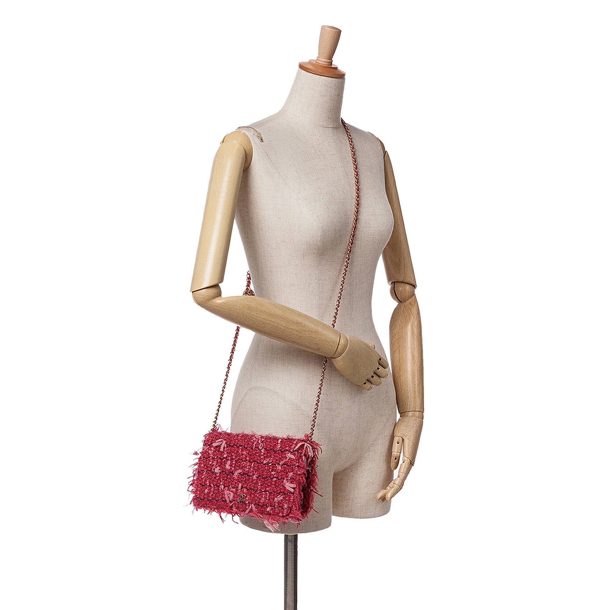 Chanel Chanel CC Tweed Wallet On Chain Pink Size ONE SIZE - 11 Thumbnail