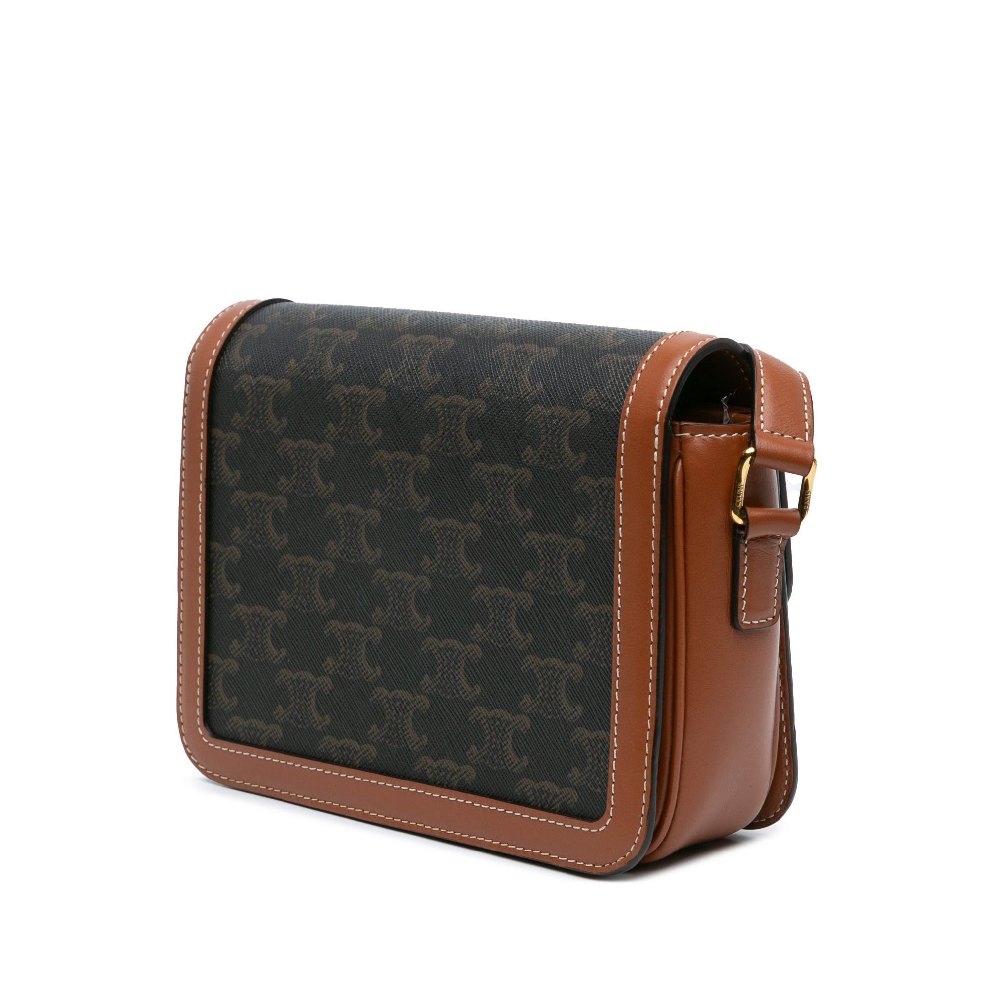 Celine Celine Teen Coated Canvas Triomphe Crossbody Brown Size ONE SIZE - 2 Thumbnail