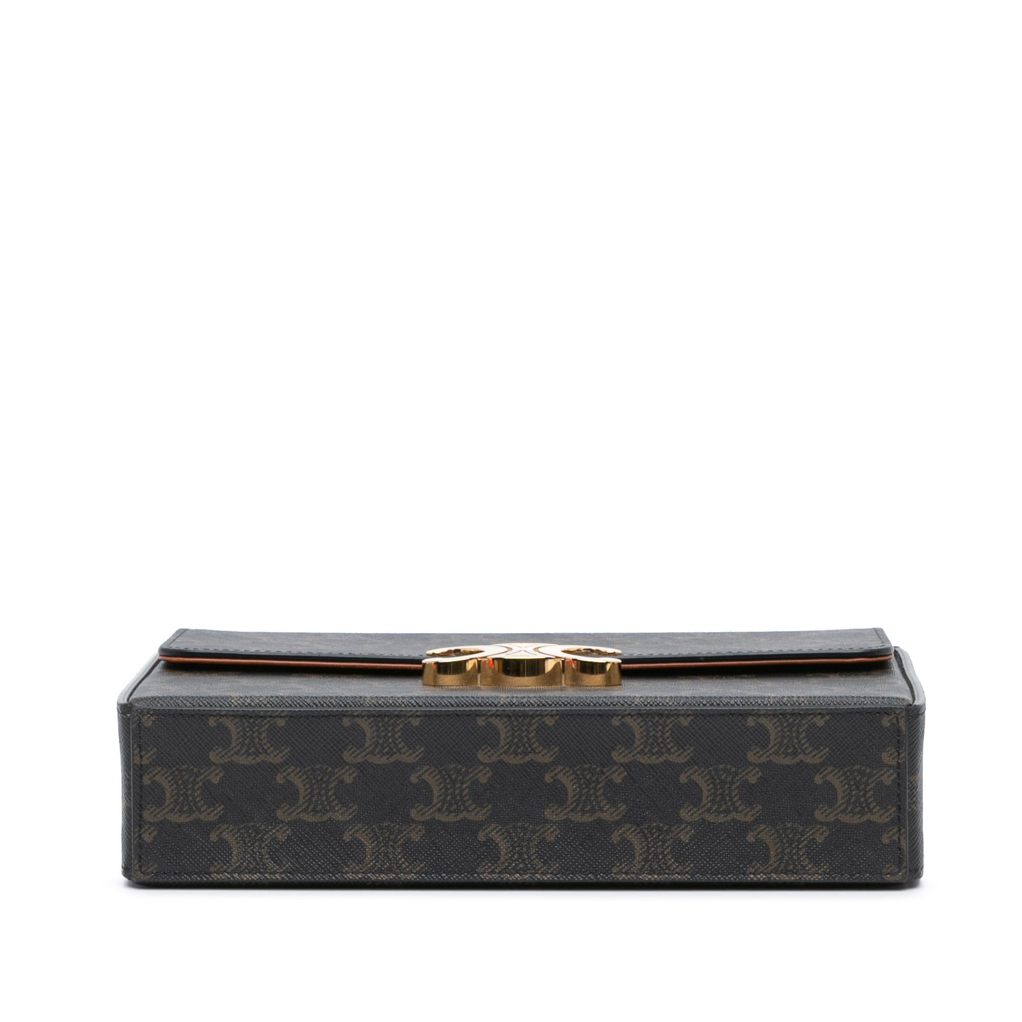 Celine Celine Triomphe Coated Canvas Box Top Handle Bag Brown Size ONE SIZE - 3 Thumbnail
