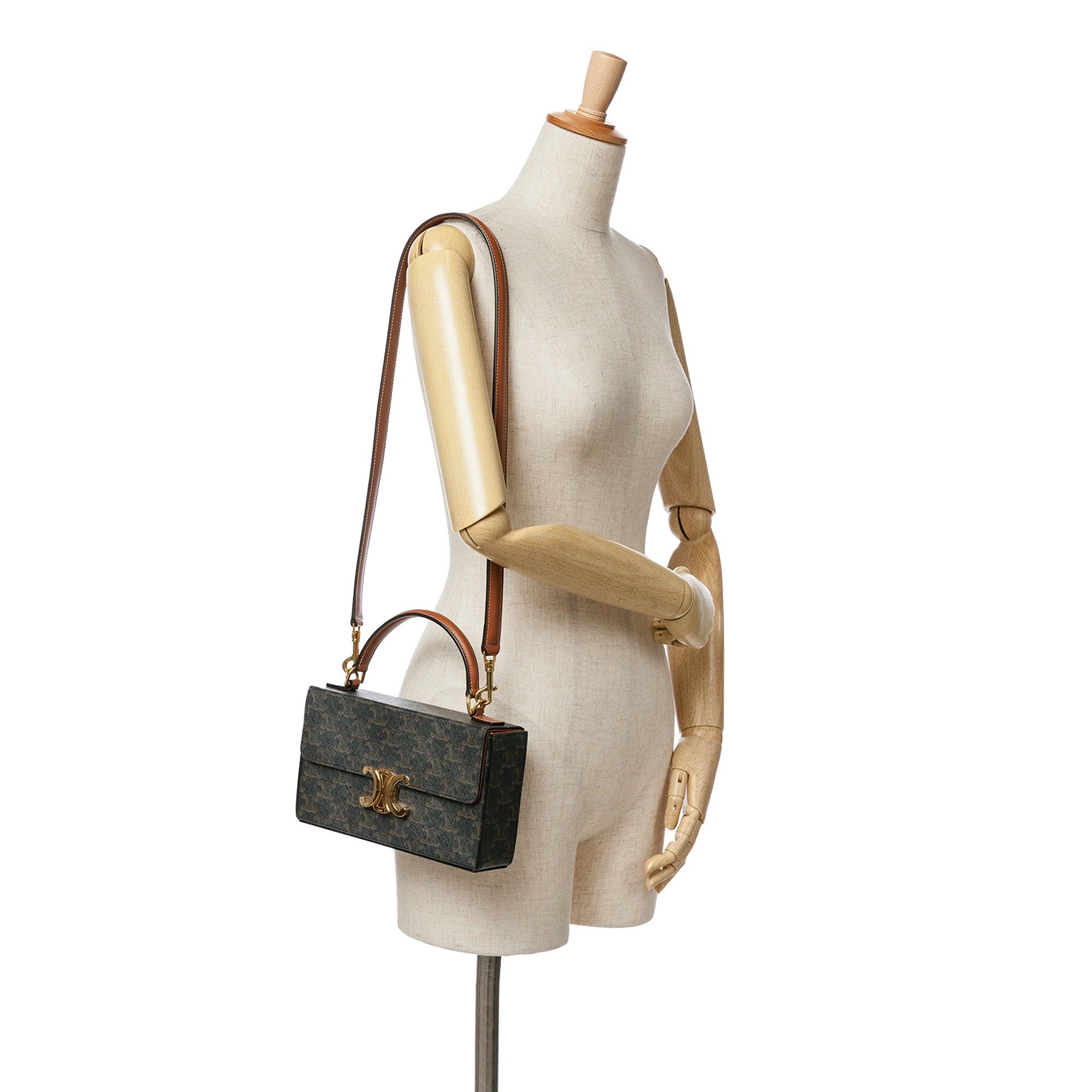Celine Celine Triomphe Coated Canvas Box Top Handle Bag Brown Size ONE SIZE - 6 Thumbnail