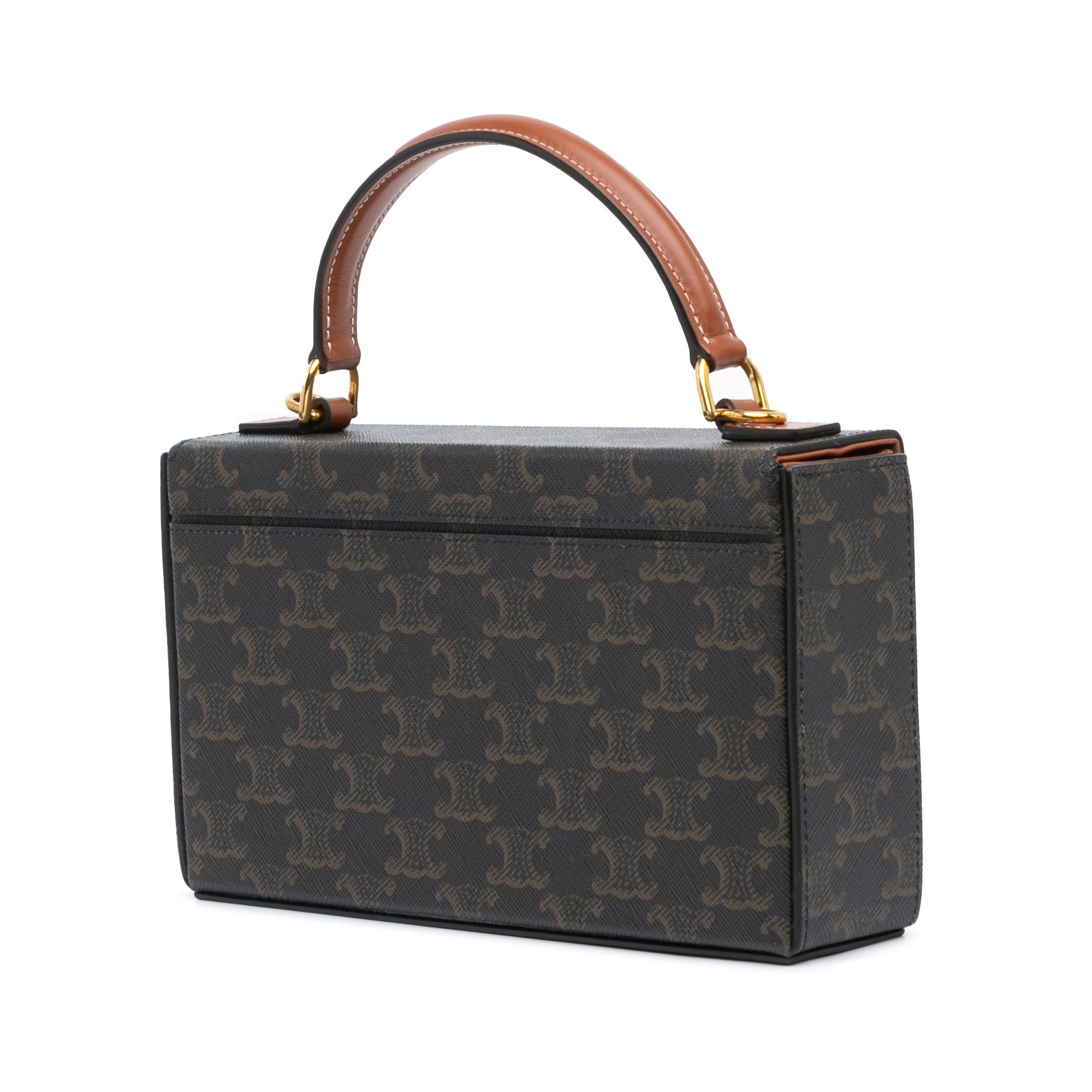 Celine Celine Triomphe Coated Canvas Box Top Handle Bag Brown Size ONE SIZE - 2 Thumbnail