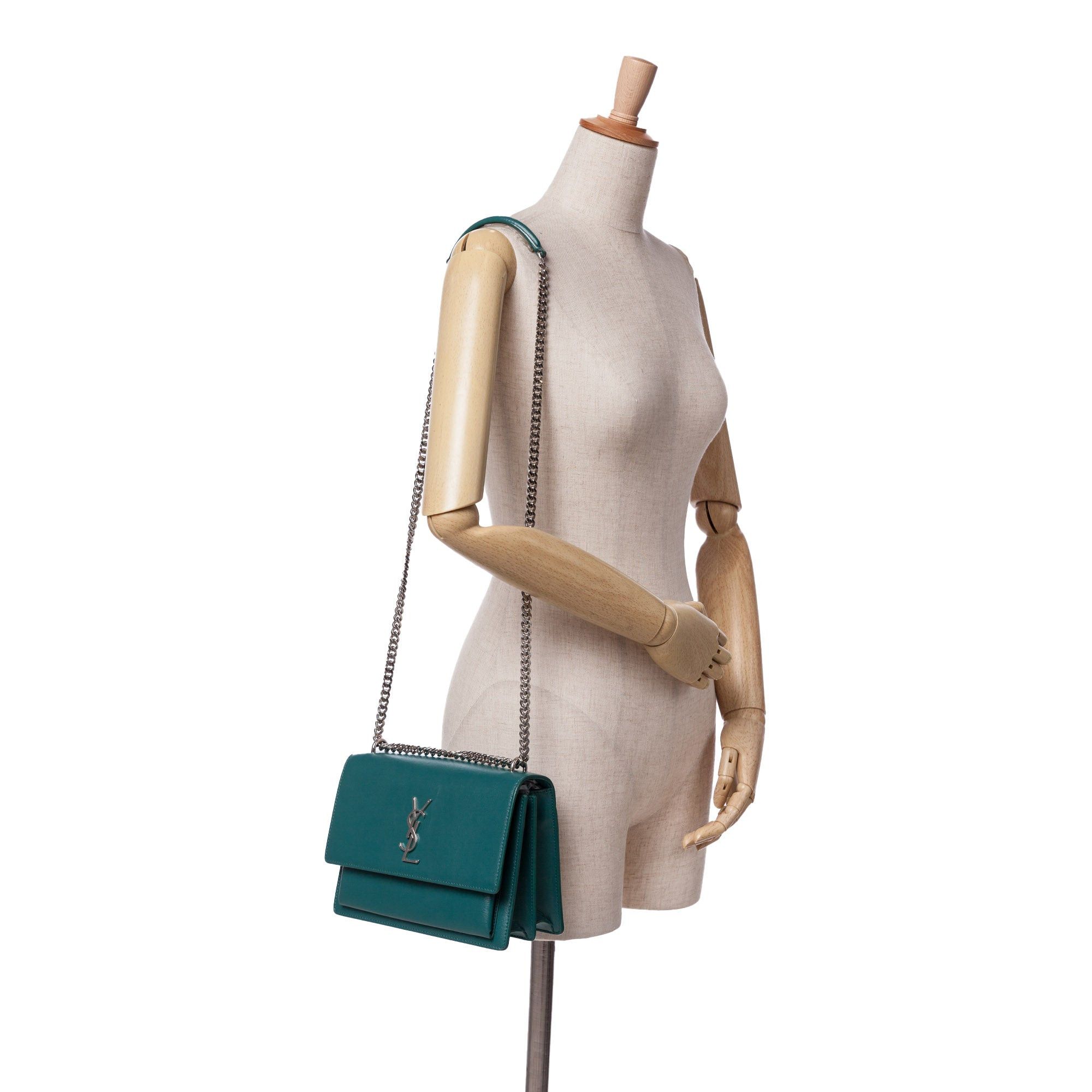 Saint Laurent Paris Saint Laurent Medium Smooth Calfskin Sunset Shoulder Bag Blue Size ONE SIZE - 12 Thumbnail