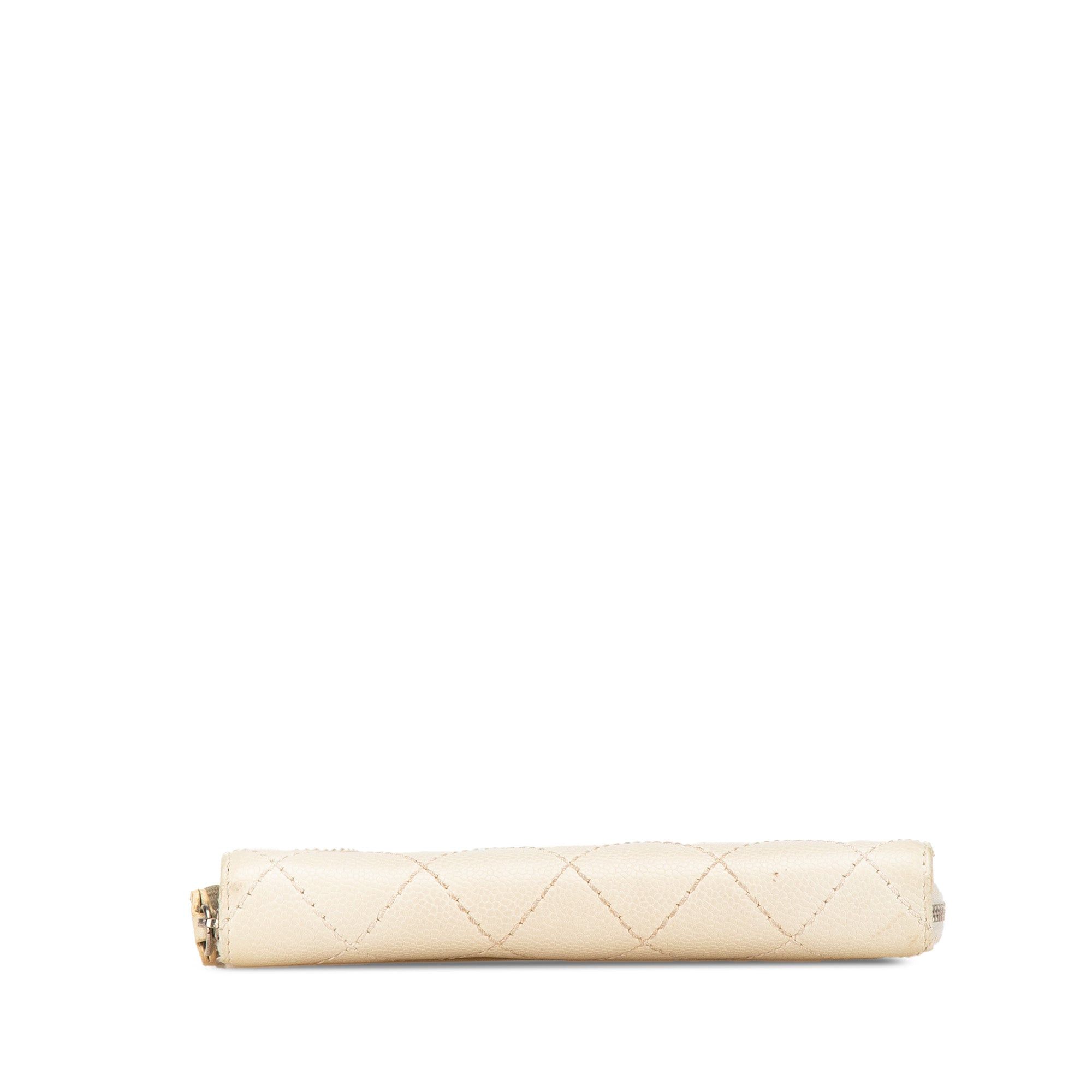 Chanel Chanel CC Quilted Caviar Zip Around Long Wallet White Size ONE SIZE - 3 Thumbnail