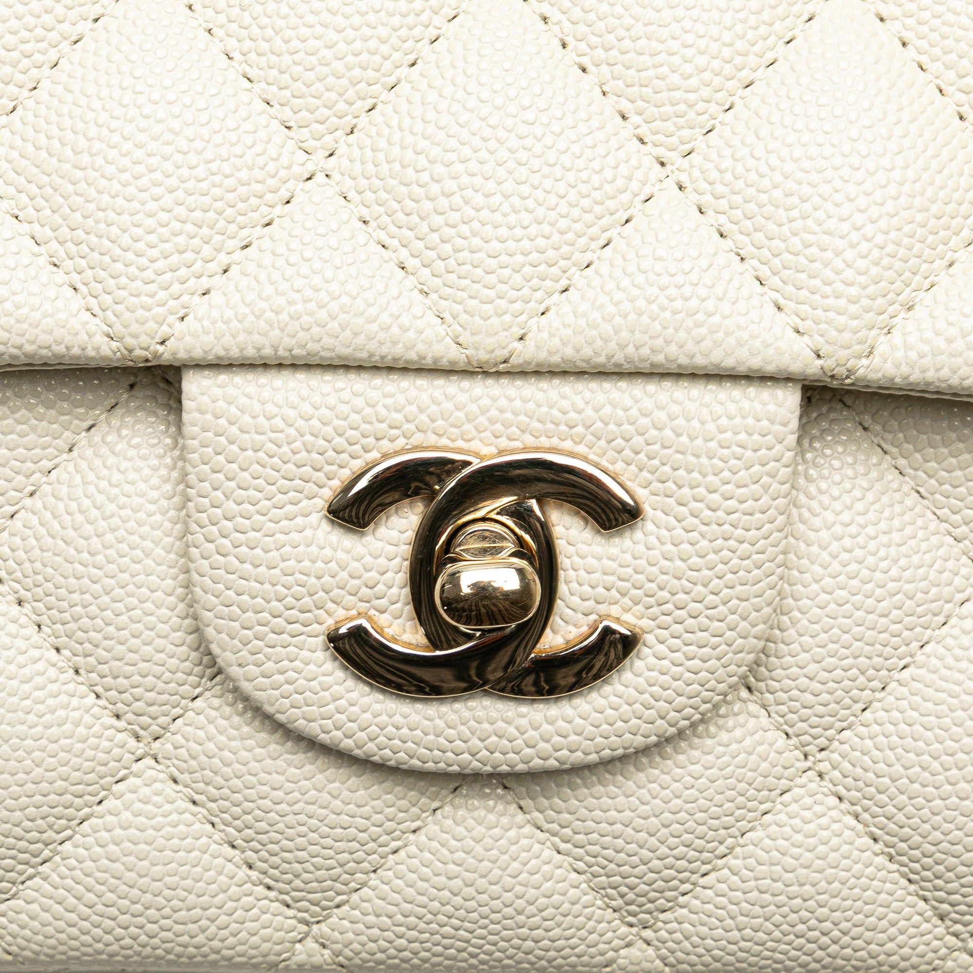 Chanel Chanel Medium Classic Caviar Double Flap White Size ONE SIZE - 10 Thumbnail