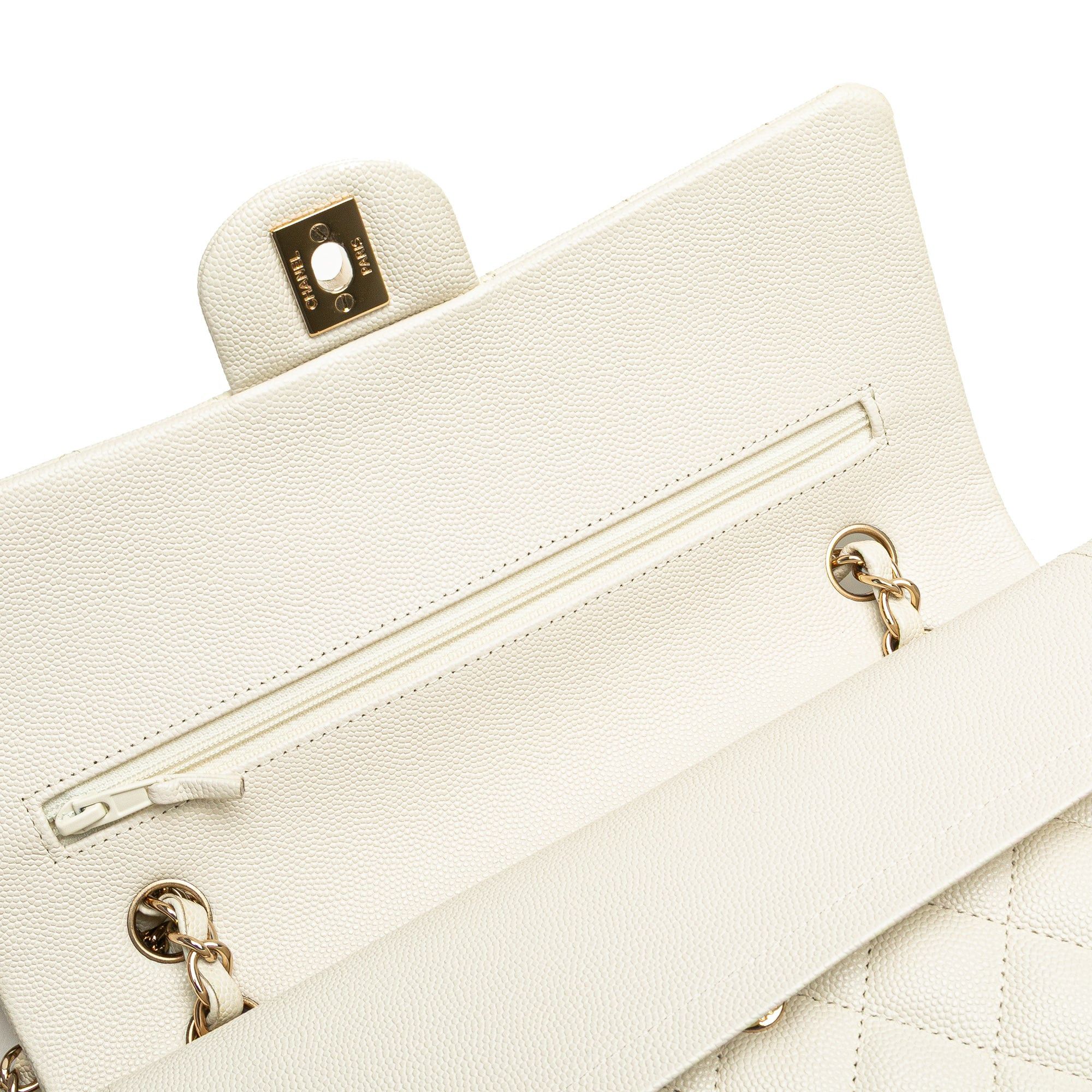 Chanel Chanel Medium Classic Caviar Double Flap White Size ONE SIZE - 11 Thumbnail